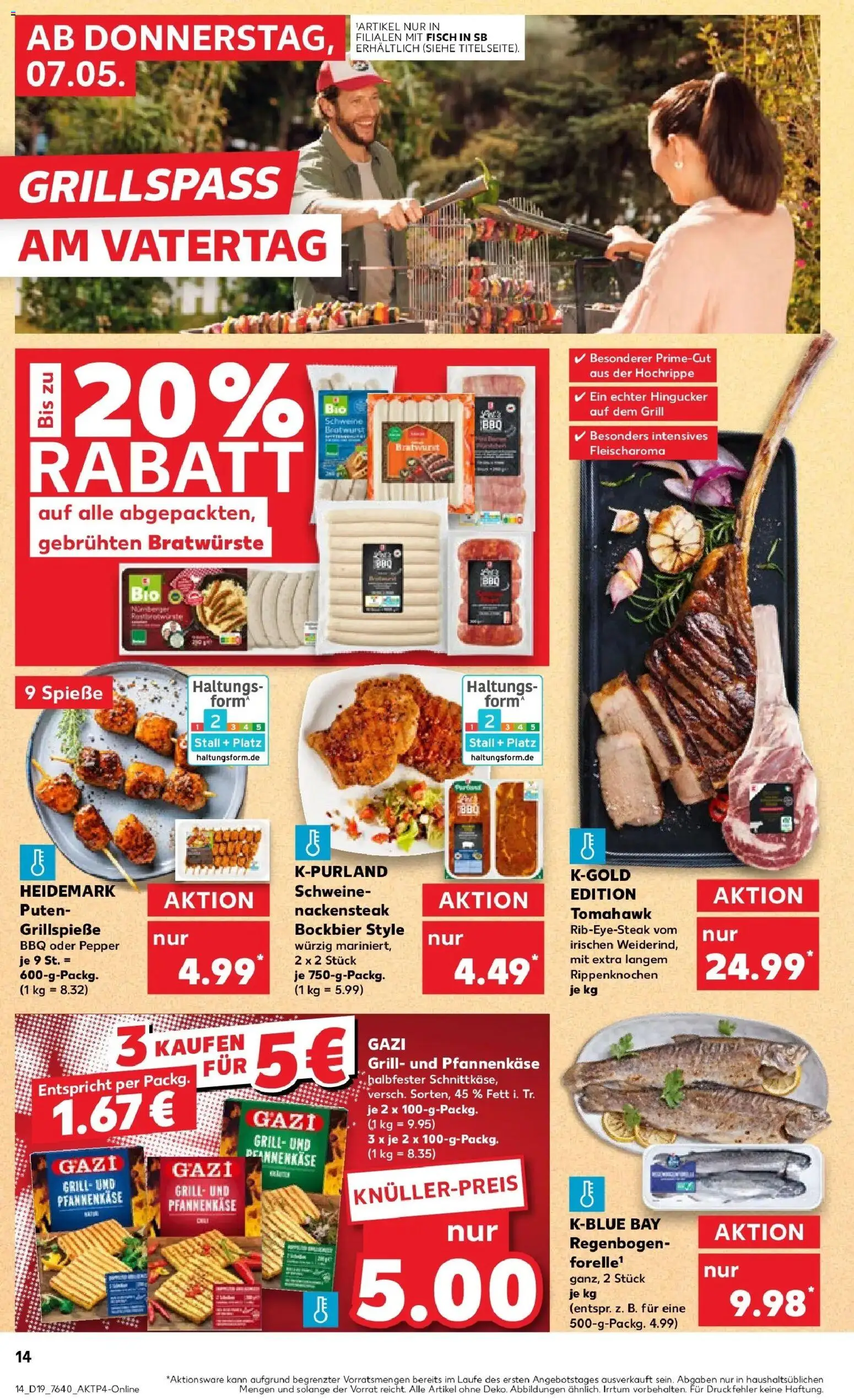 Prospekt Kaufland ab 04.05.2026 » Angebote Online zum Blättern | Seite: 19 | Produkte: Grill, Bratwurst, Spieße, Fisch
