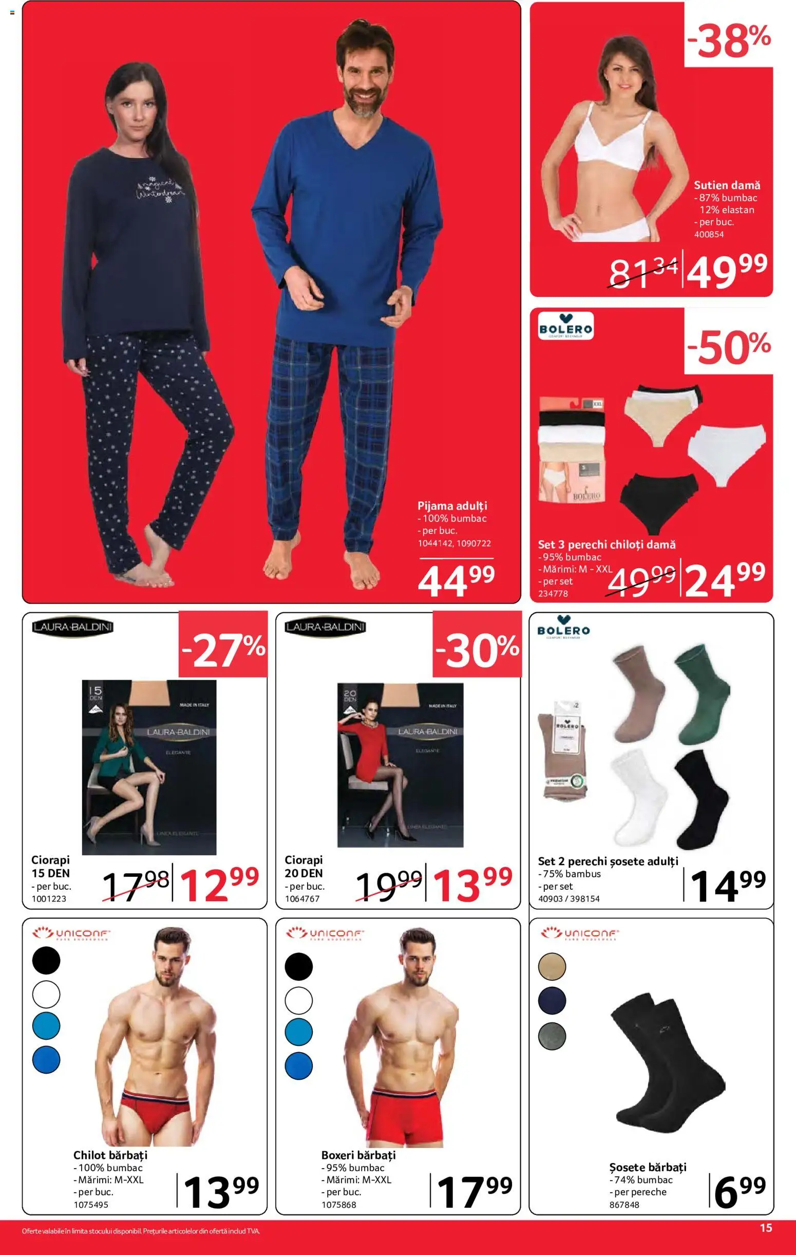 Noul catalog Selgros – valabil de la 04.09.2026 | Pagină: 15 | Produse: Pijamă, Sutien, Șosete, Boxeri