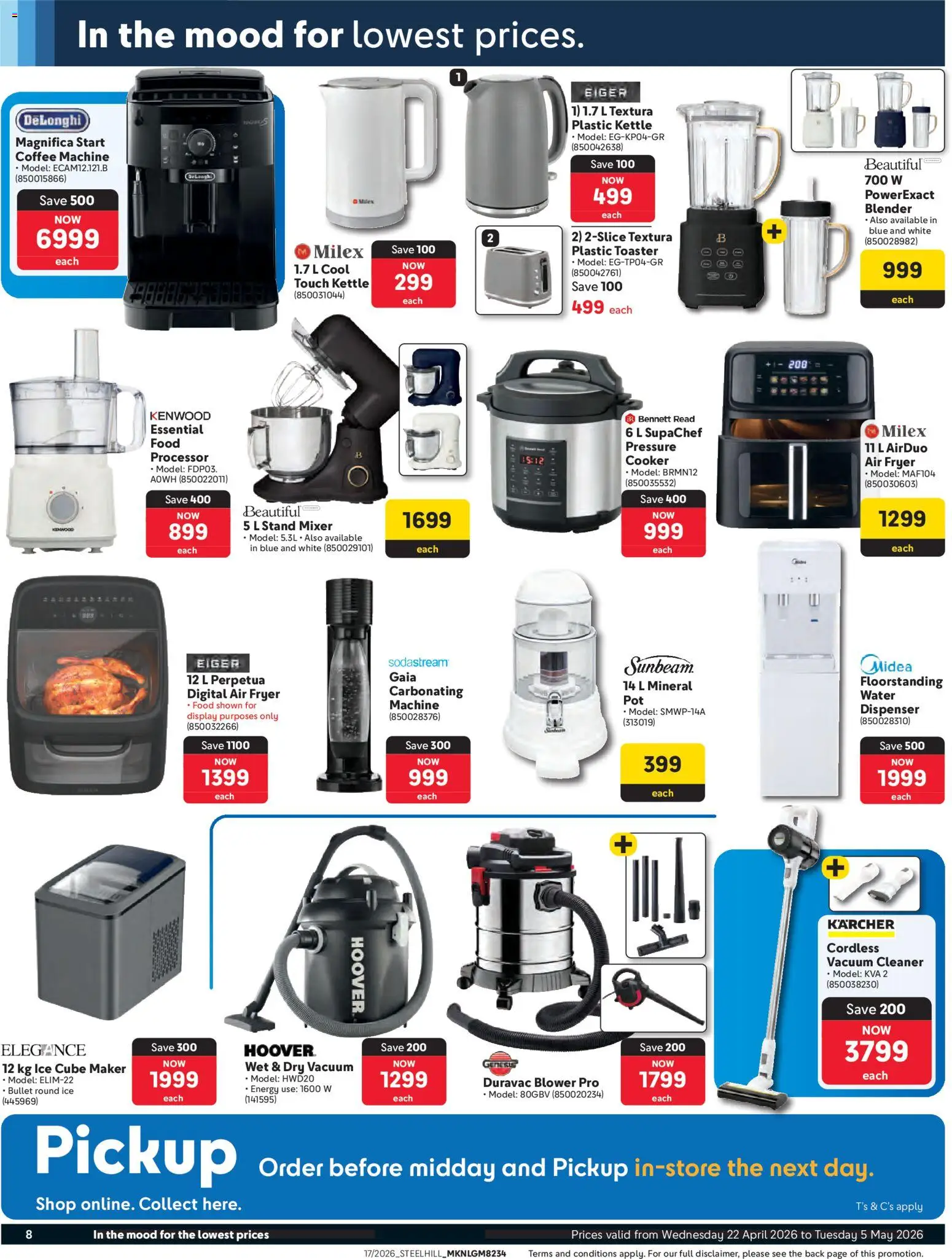 New Makro catalogue – valid from 22.04.2026 | Page: 8 | Products: Kettle, Toaster, Fryer, Water
