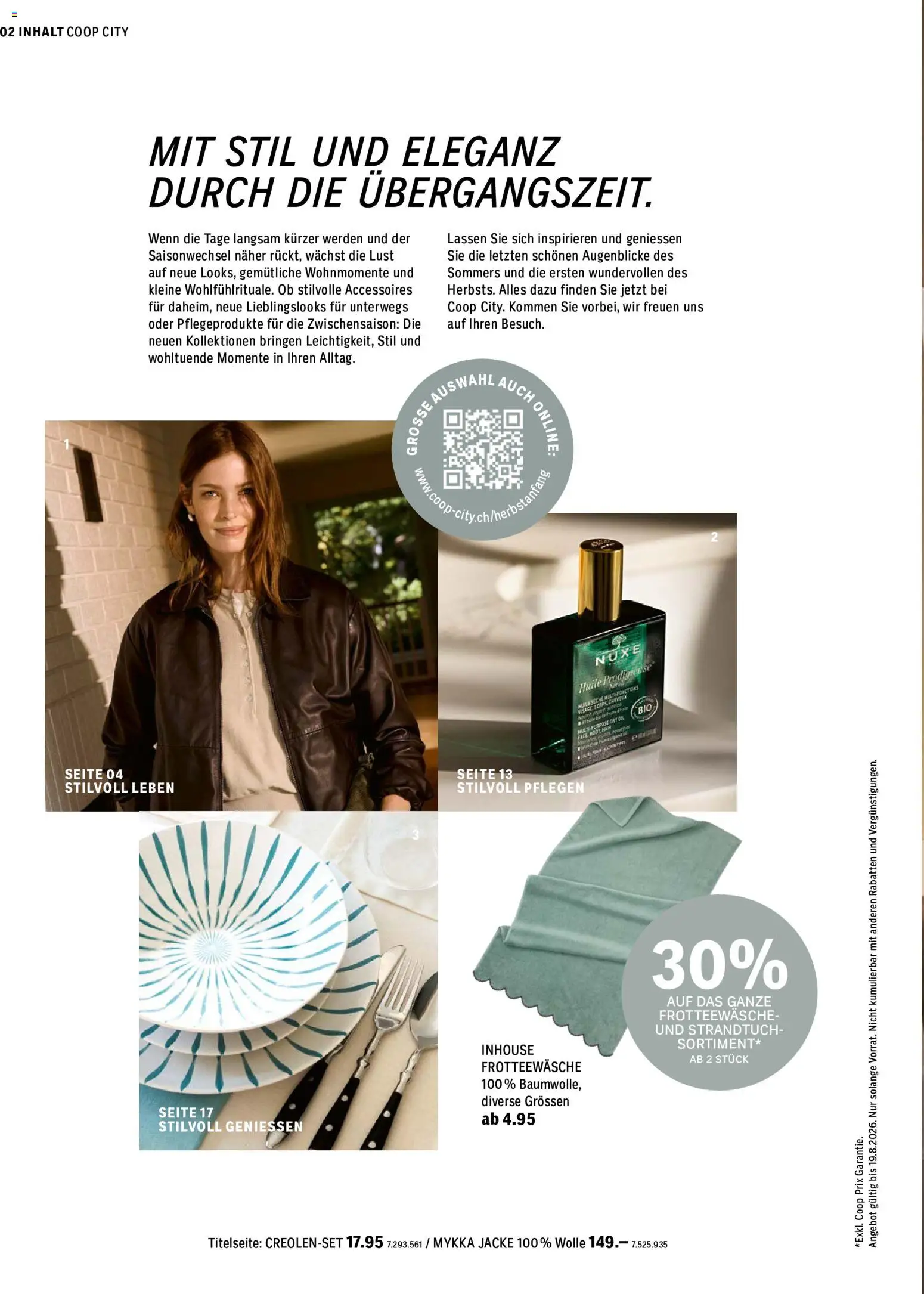Coop City aktionen – gültig ab 17.08.2026 | Seite: 2 | Produkte: Strandtuch, Jacke