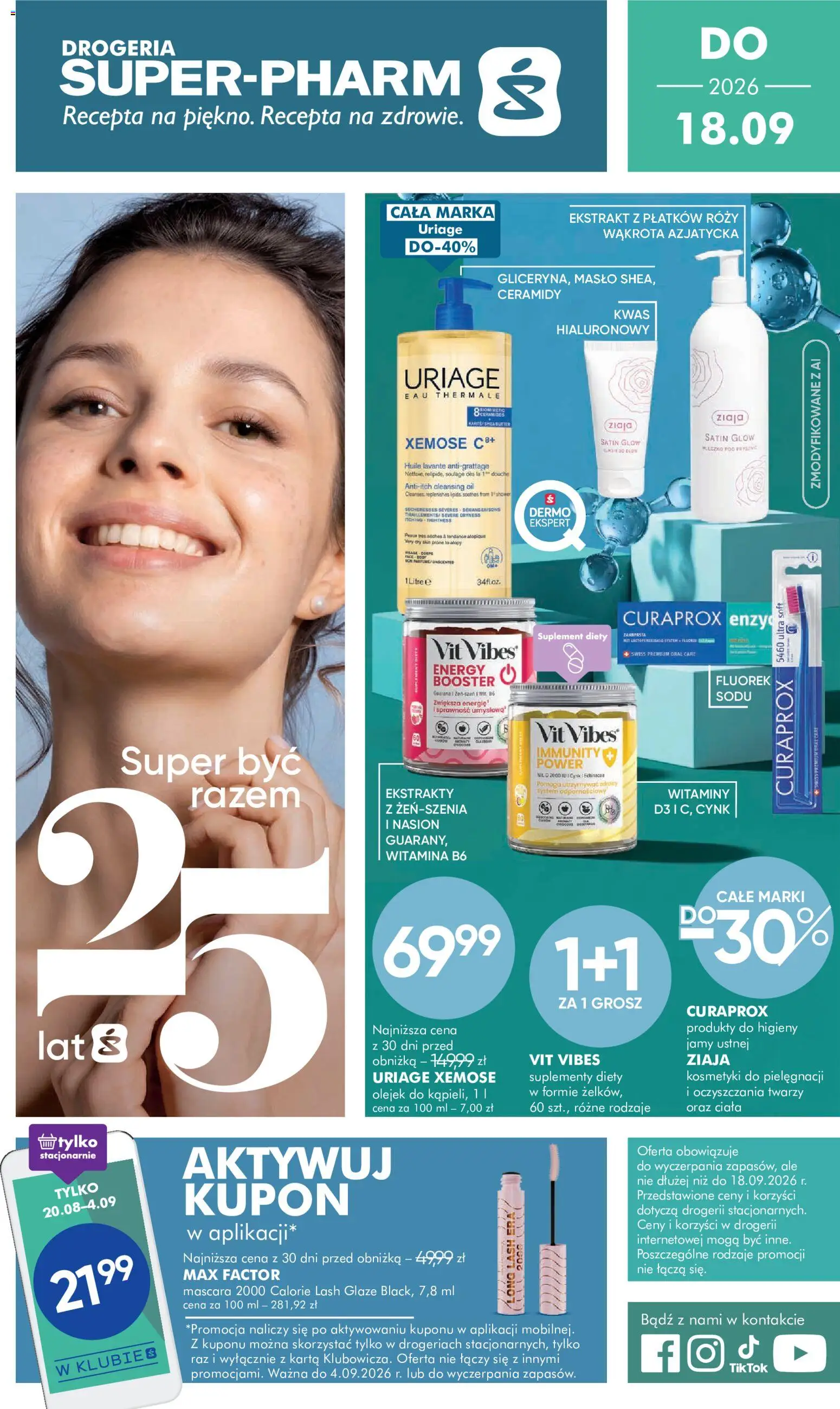Super-pharm gazetka od 20.08.2026 | Strona: 1 | Produkty: Karta, Curaprox, Drogeria, Masło