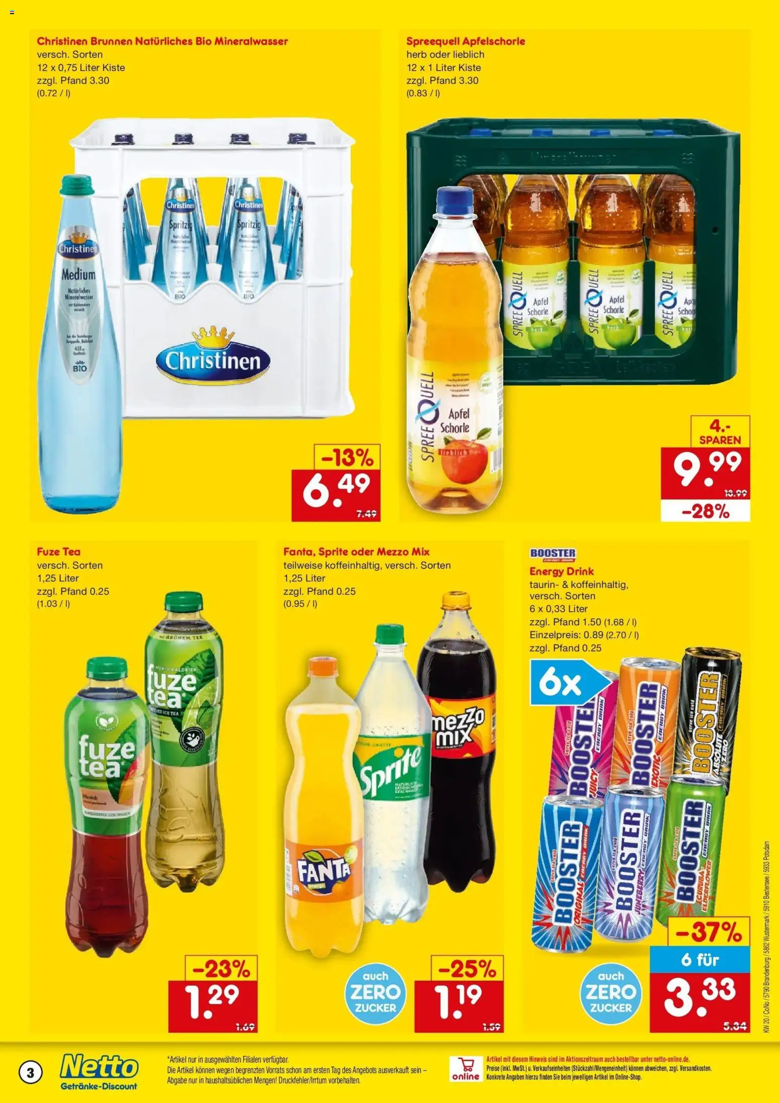 Netto Marken-Discount Prospekt Wustermark-Elstal	 – gültig ab 10.05.2026 | Seite: 3 | Produkte: Fanta, Energy, Mineralwasser, Zucker