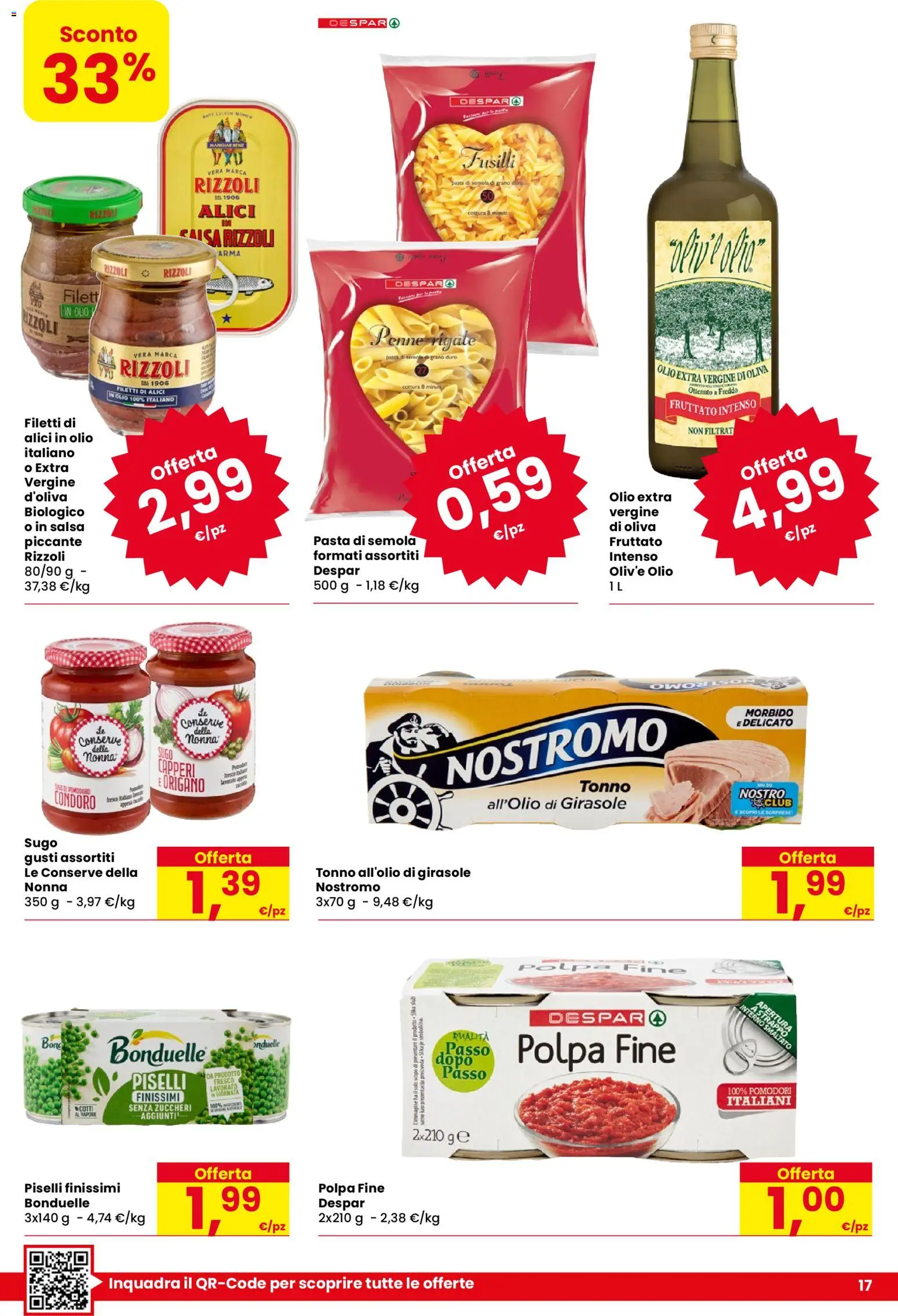Volantino Despar del 17/09/2026 | Pagina: 17 | Prodotti: Olio, Pasta, Piselli, Sugo