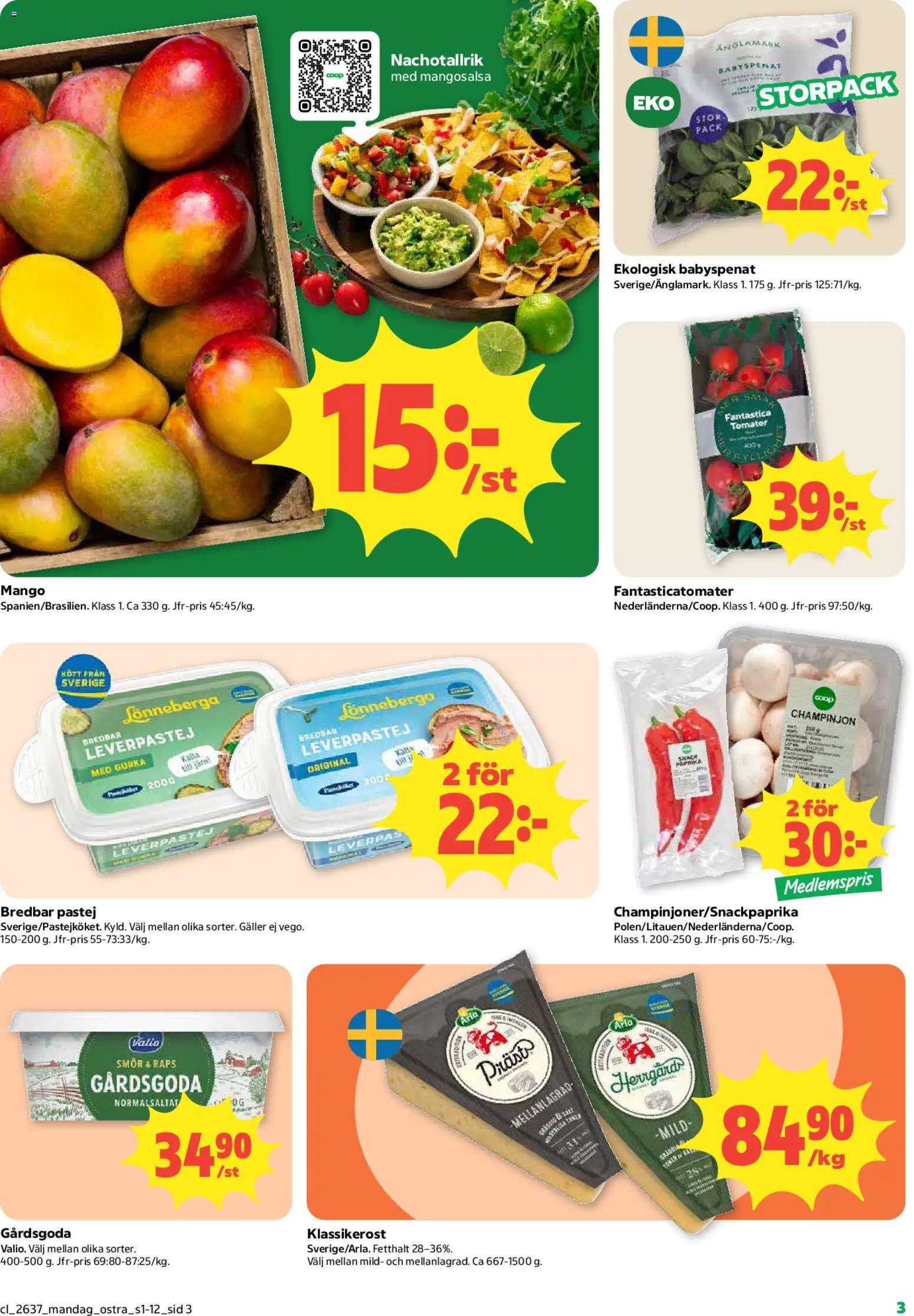 Coop reklamblad aktuell från 07/09/2026 | Sida: 3 | Produkter: Järn, Leverpastej, Mango, Gurka