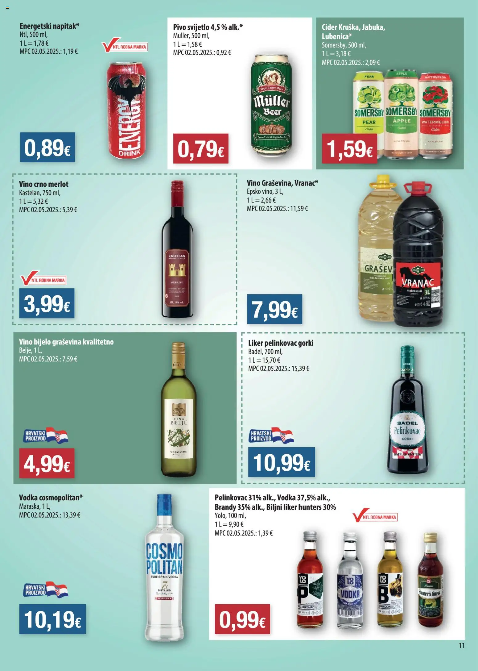 NTL katalog | vrijedi od 19.08.2026 | Stranica: 11 | Proizvodi: Pelinkovac, Pivo, Liker, Vodka