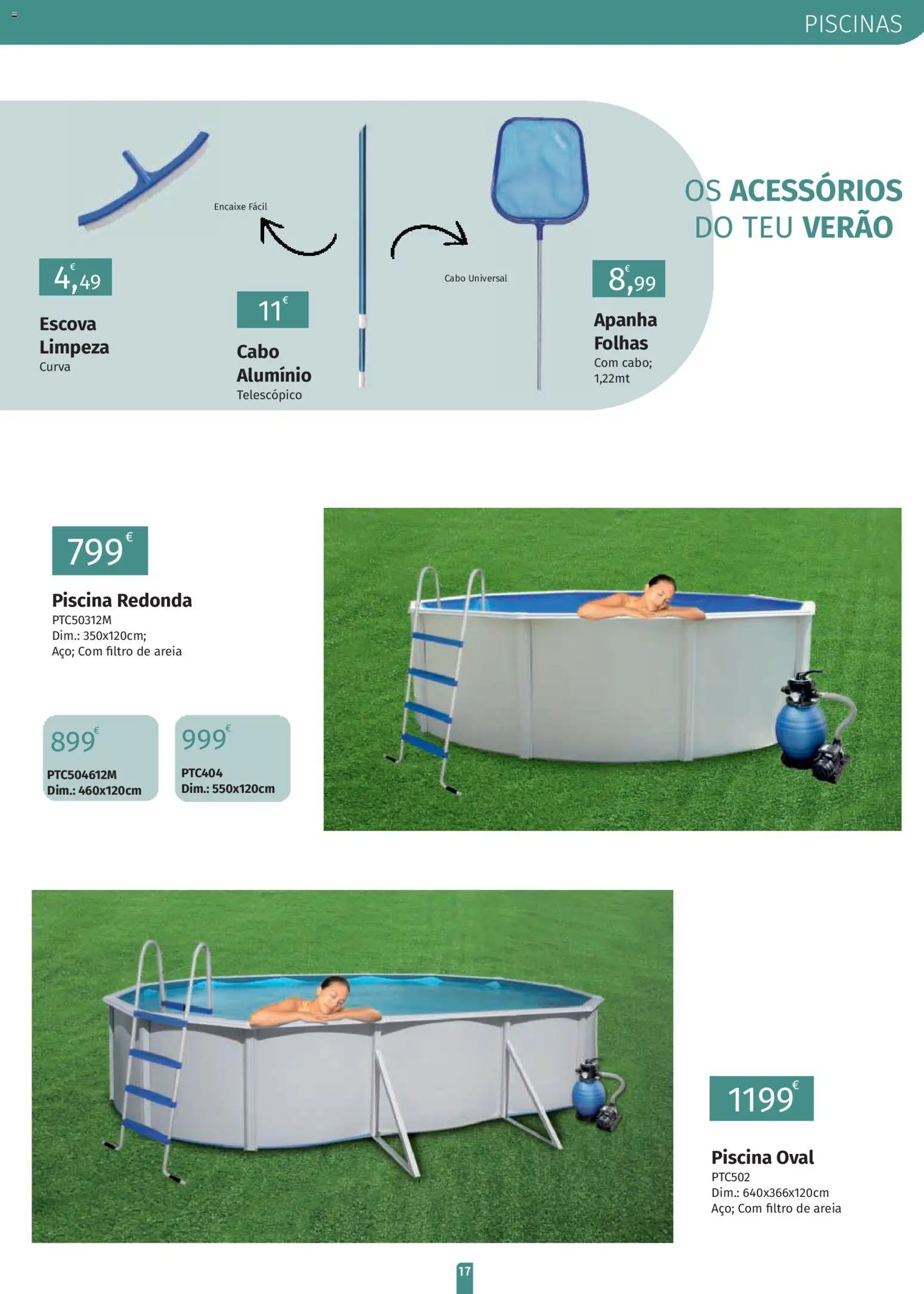 E.Leclerc folheto Jardim Fafe │ válido de 23.03.2026 | Página: 17 | Produtos: Piscina, Cabo, Areia, Piscinas
