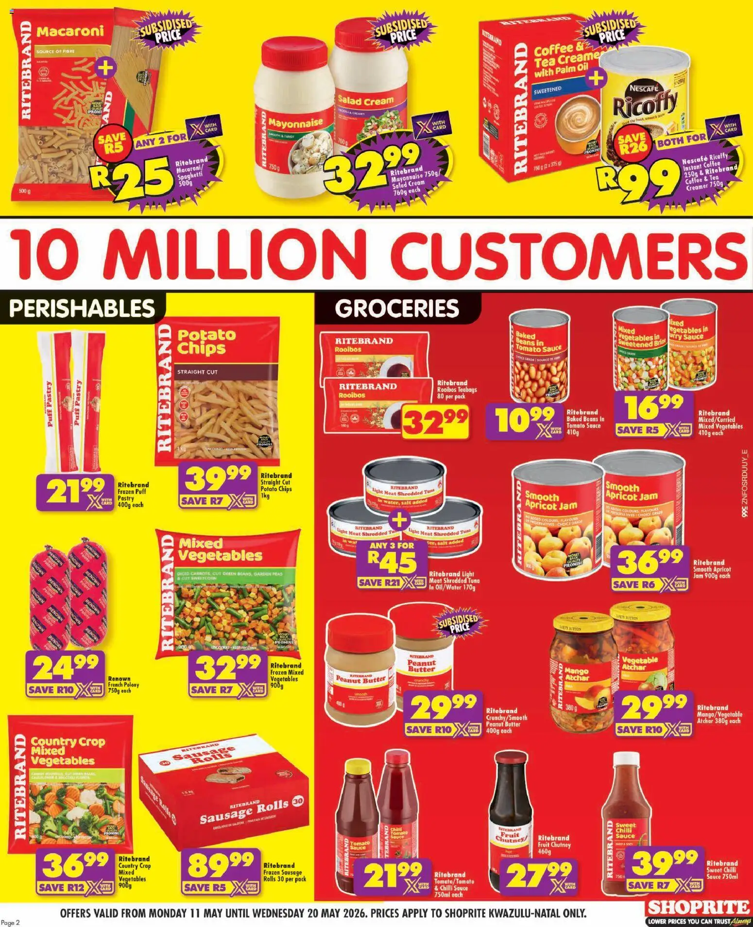 New Shoprite catalogue – valid from 11.05.2026 | Page: 2 | Products: Jam, Baked beans, Tea, Salad