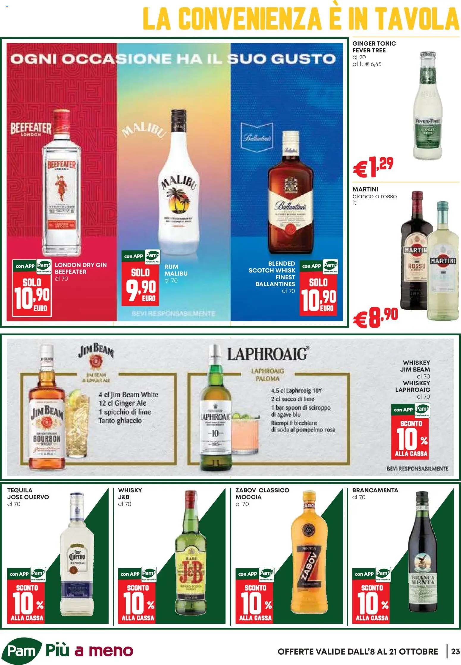 Volantino PAM del 08/10/2026 | Pagina: 23 | Prodotti: Succo di lime, Gin, Martini, Menta