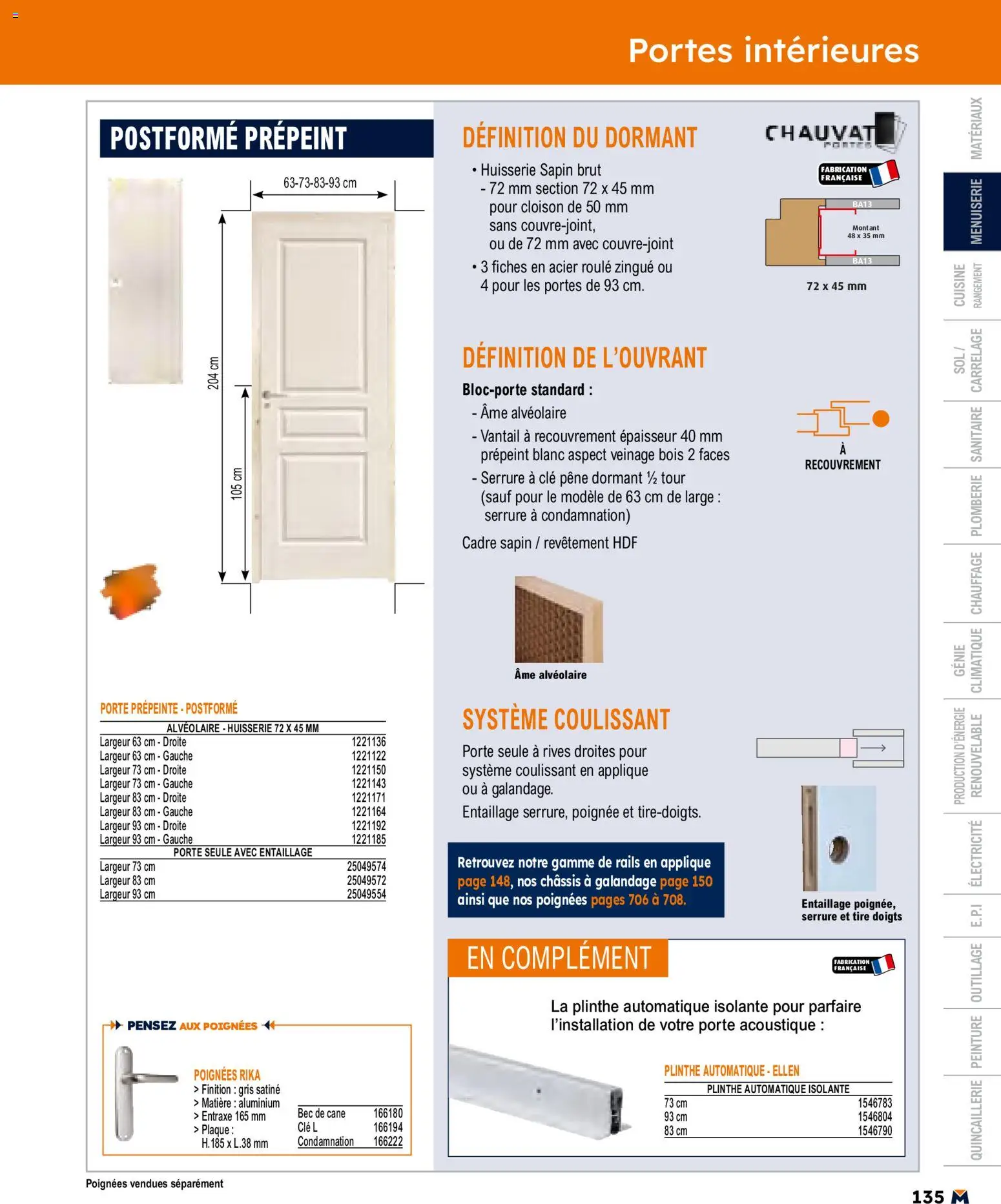 {H1} | Page: 135 | Produits: Clé, Poignées, Portes, Cadre