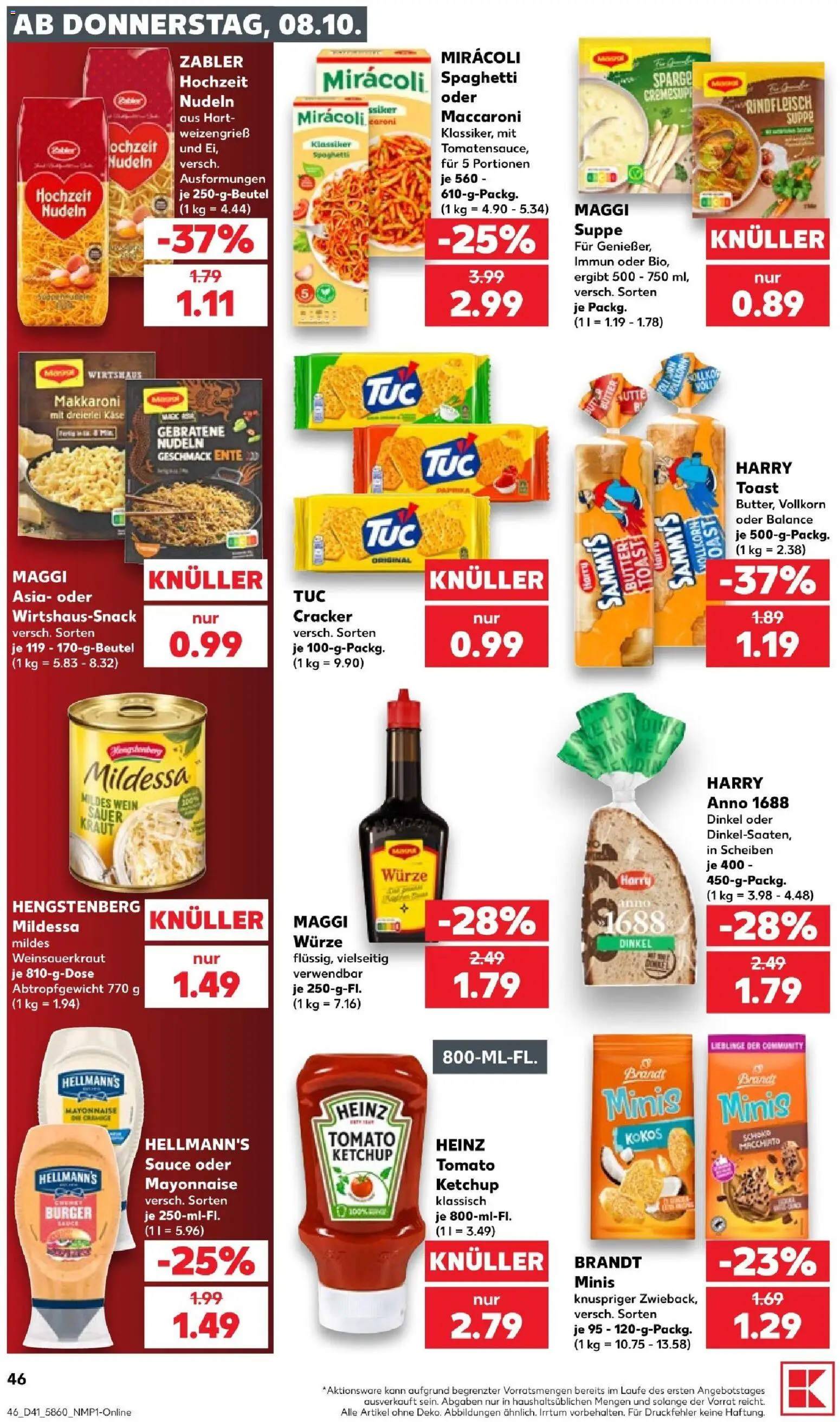 Kaufland Prospekt Stuttgart – gültig ab 08.10.2026 | Seite: 48 | Produkte: Spaghetti, Kraut, Wein, Ketchup