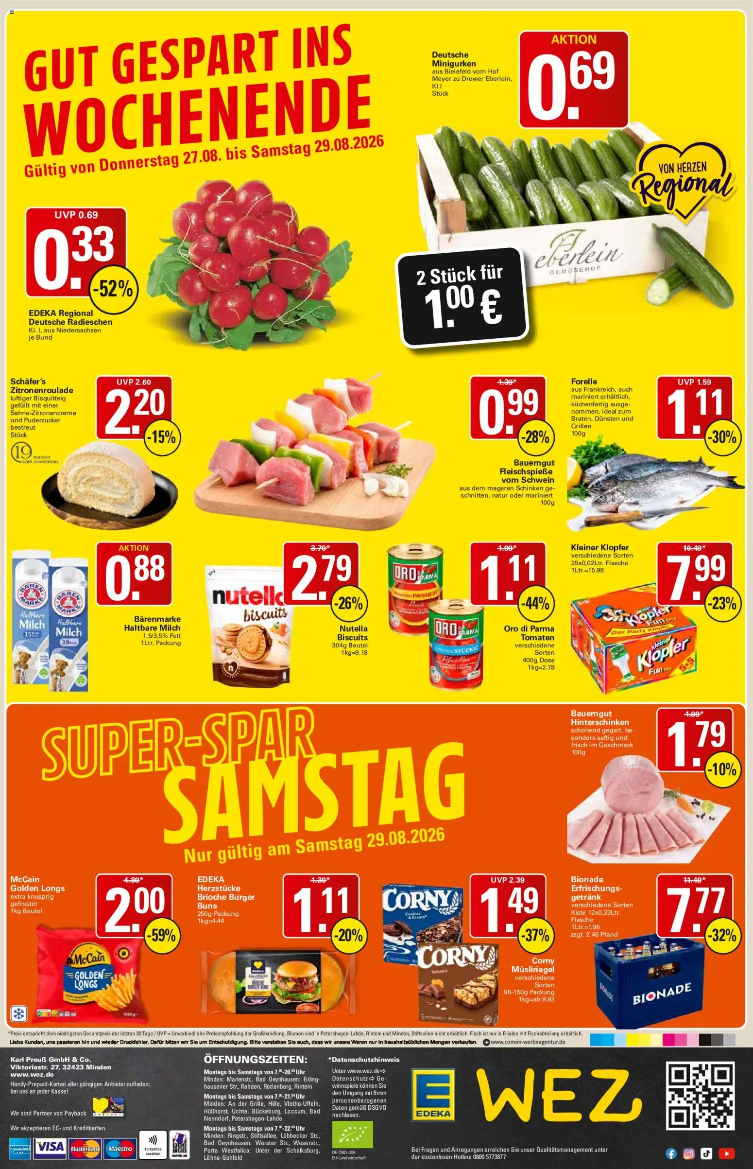 WEZ Prospekt – gültig ab 24.08.2026 | Seite: 16 | Produkte: Oro di parma, Fisch, Bauerngut, Uhr