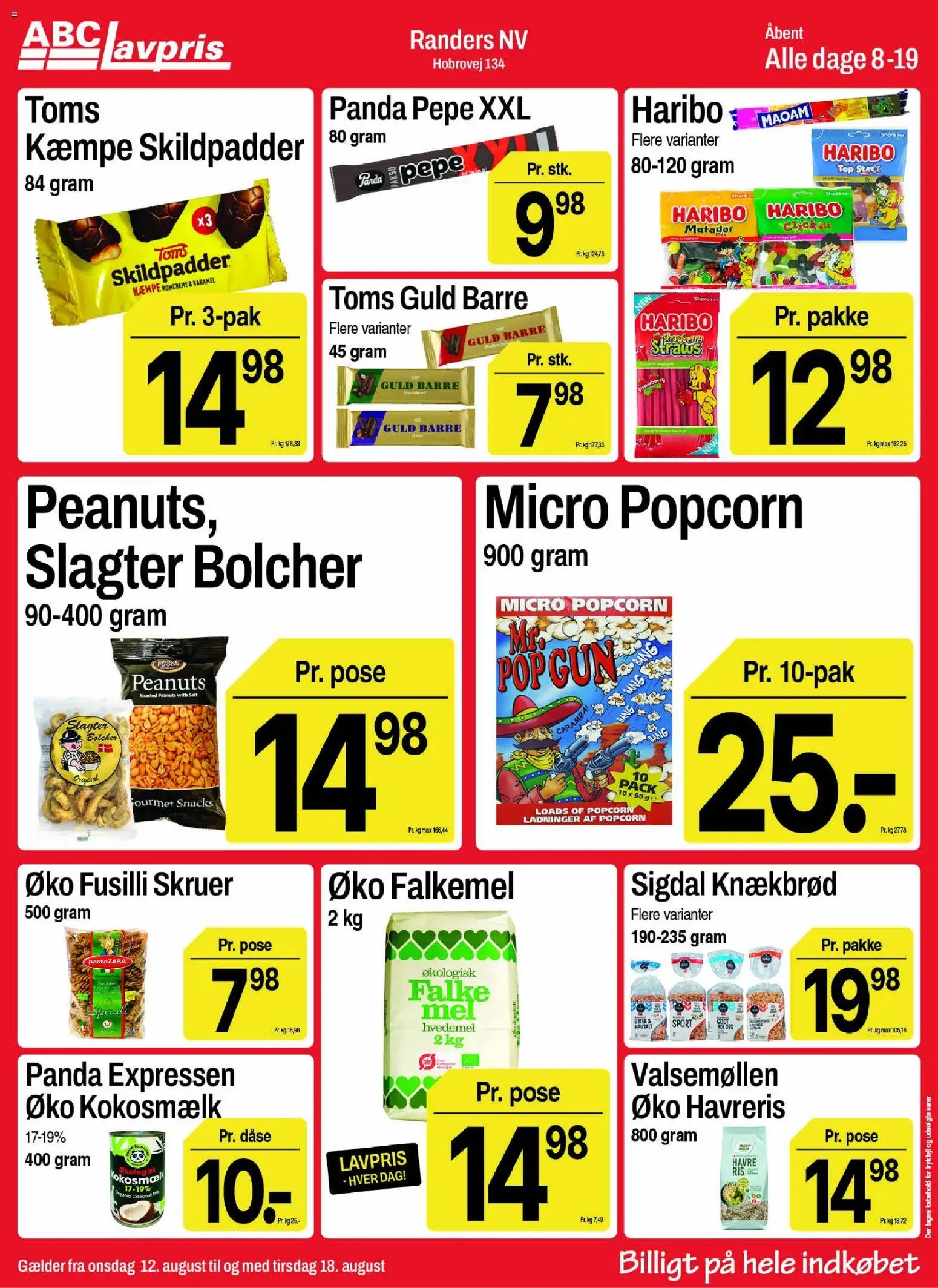 Abc Lavpris tilbudsavis – gyldig fra 12/08/2026 | Side: 9 | Produkter: Hvedemel, Kokosmælk, Popcorn, Knækbrød