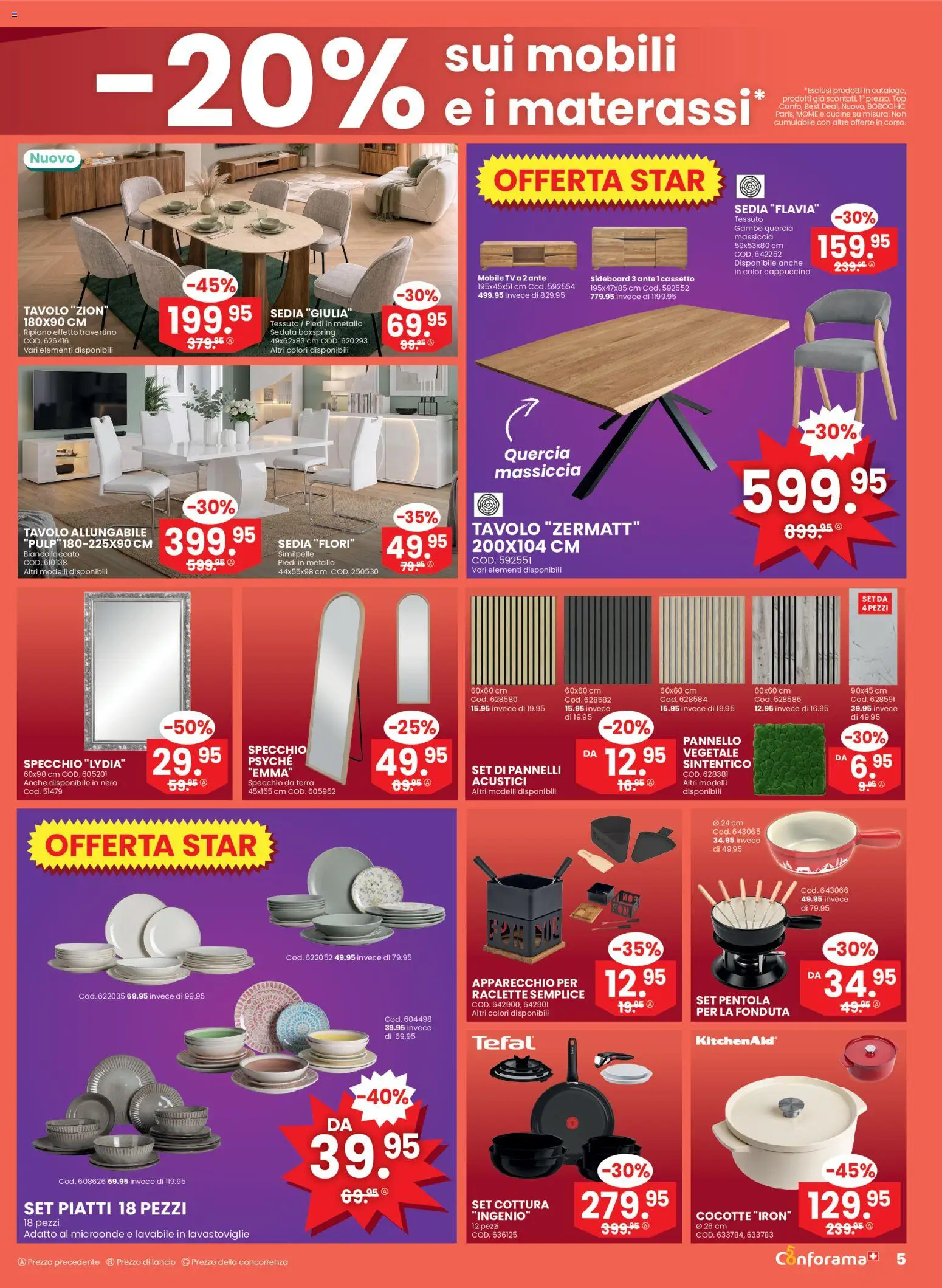 Conforama aktionen IT – gültig ab 14.10.2026 | Seite: 5 | Produkte: Cappuccino, Raclette, TV, Sideboard