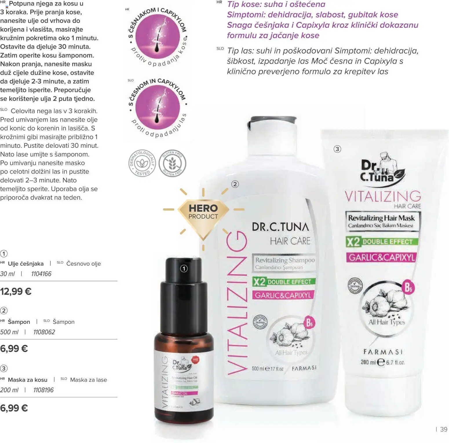 Farmasi katalog | vrijedi od 01.09.2026 | Stranica: 39 | Proizvodi: Šampon, Maska za kosu, Maska, Ulje