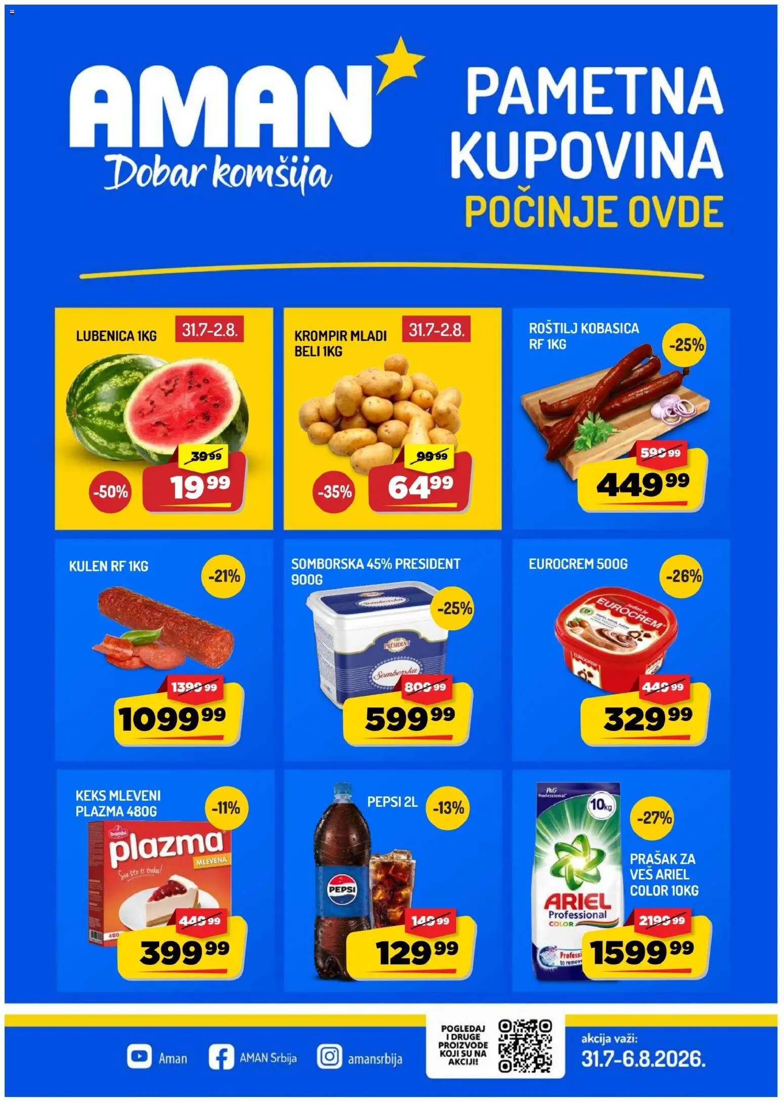 Aman katalog - važi od 31.07.2026 | Strana: 1 | Proizvode: Ariel, Sto, Krompir, Roštilj