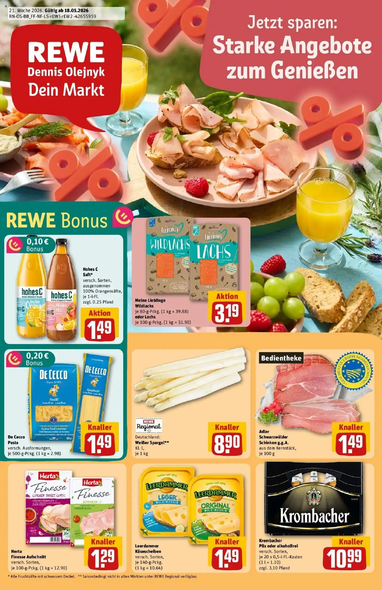 Rewe Prospekt Schildow – gültig ab 17.05.2026 | Seite: 1 | Produkte: Pils, Krombacher, Pasta, Herta finesse