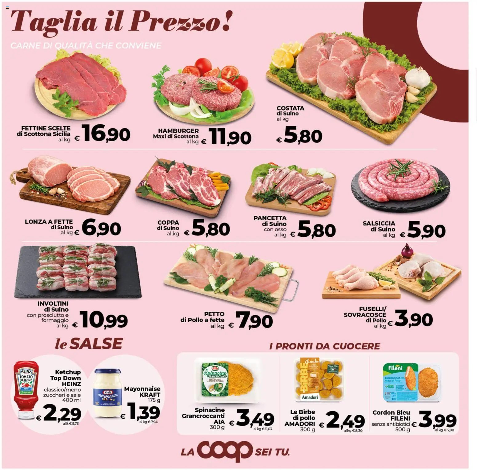 Volantino COOP del 04.06.2026 | Pagina: 14 | Prodotti: Pollo, Suino, Formaggio, Hamburger