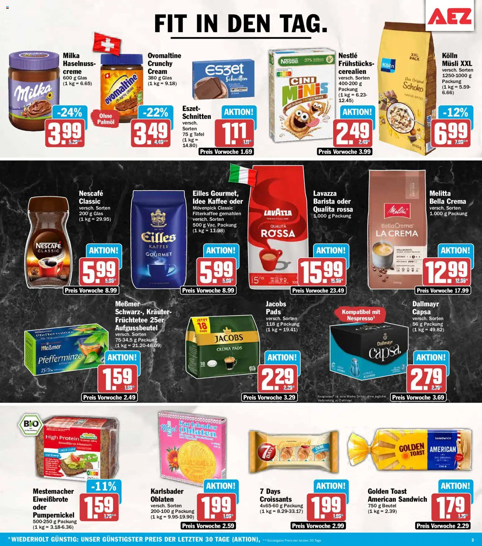AEZ Prospekt – gültig ab 12.10.2026 | Seite: 3 | Produkte: Musli, Kolln musli, Toast, Dallmayr