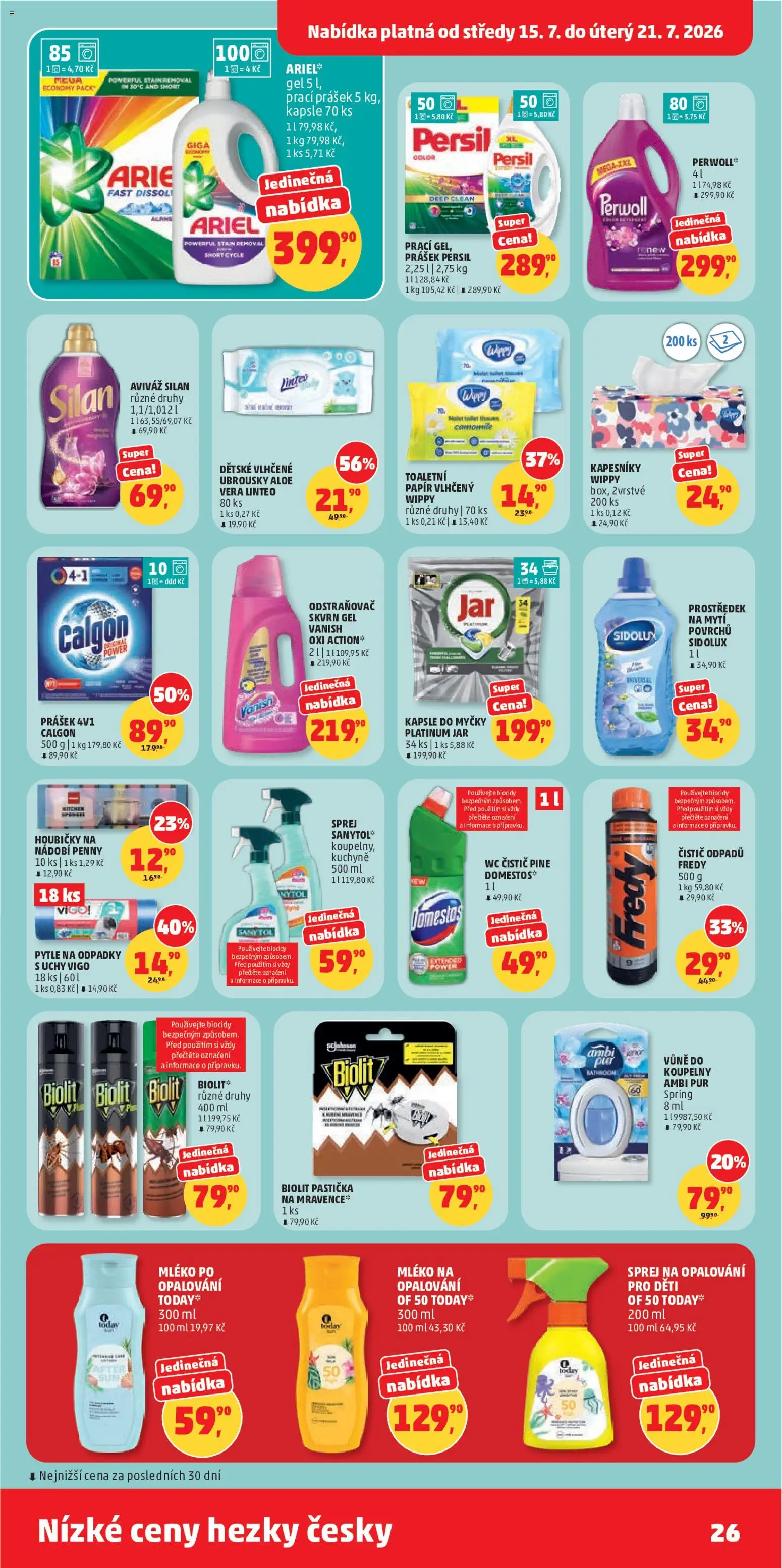 Penny Market leták od 15.07.2026 | Strana: 26 | Produkty: Odstraňovač skvrn, Calgon, Kuchyně, Jar