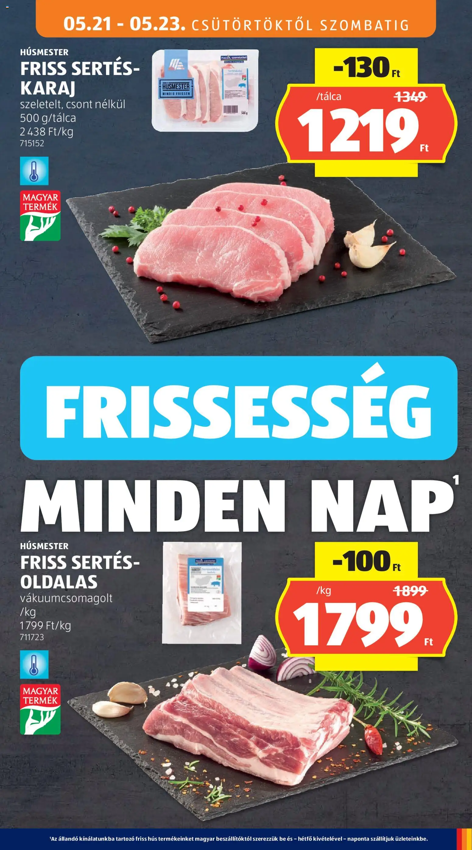 Aldi akciós ujság - amely érvényes a következő dátumtól: 21.05.2026 | Oldal: 15 | Termékek: Hús, Karaj
