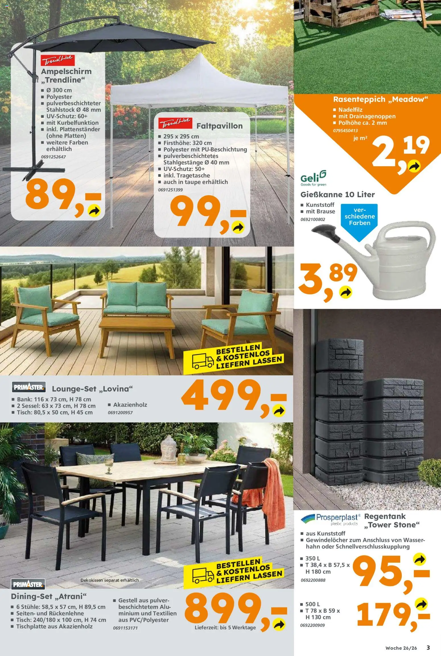 Globus Baumarkt - Prospekt für Schweinfurt – gültig ab 22.06.2026 | Seite: 3 | Produkte: Sessel, Tisch, Wasser