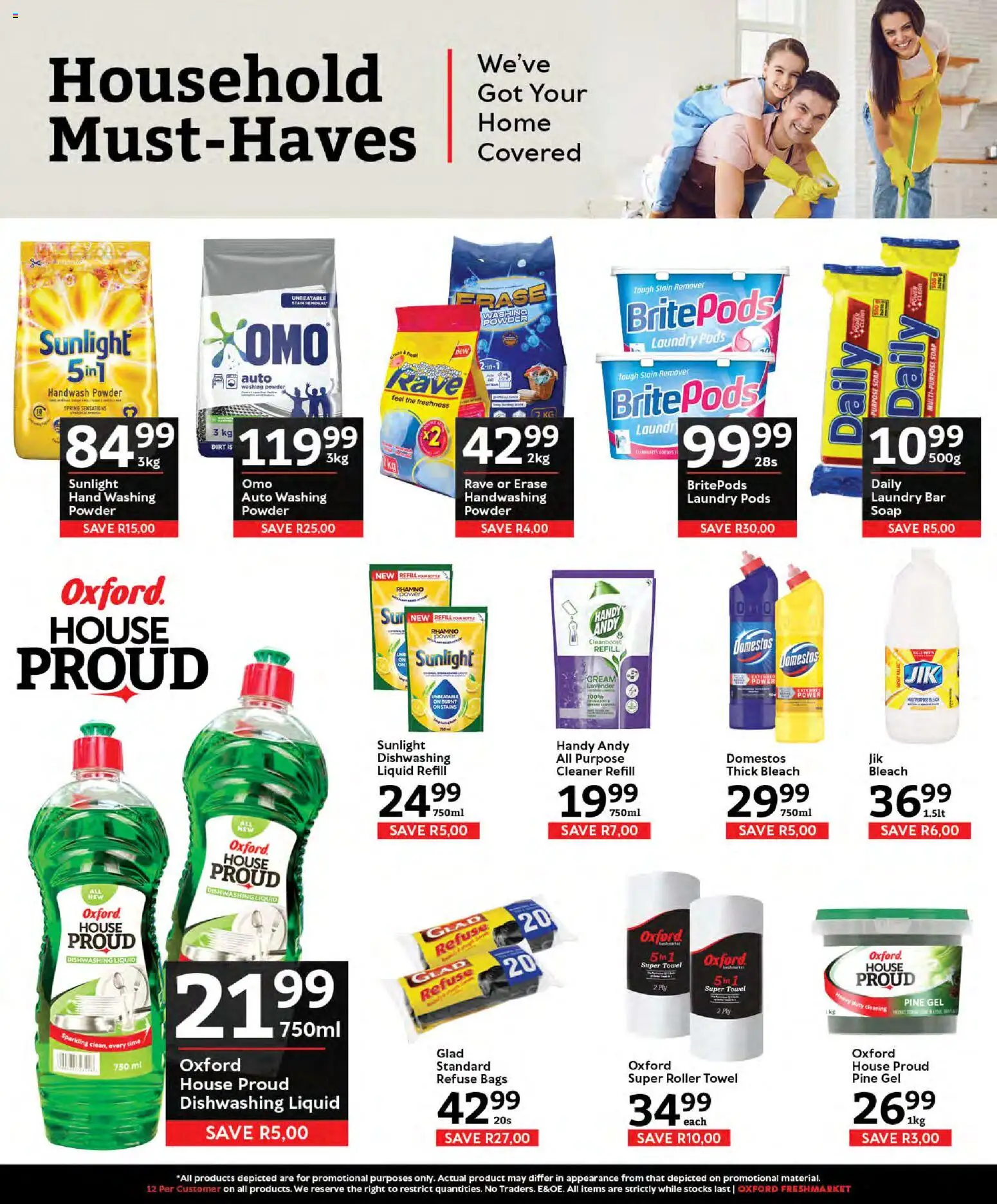 New Oxford Freshmarket catalogue – valid from 30/09/2026 | Page: 15 | Products: Bleach, Refuse bags, Washing powder, Roller towel