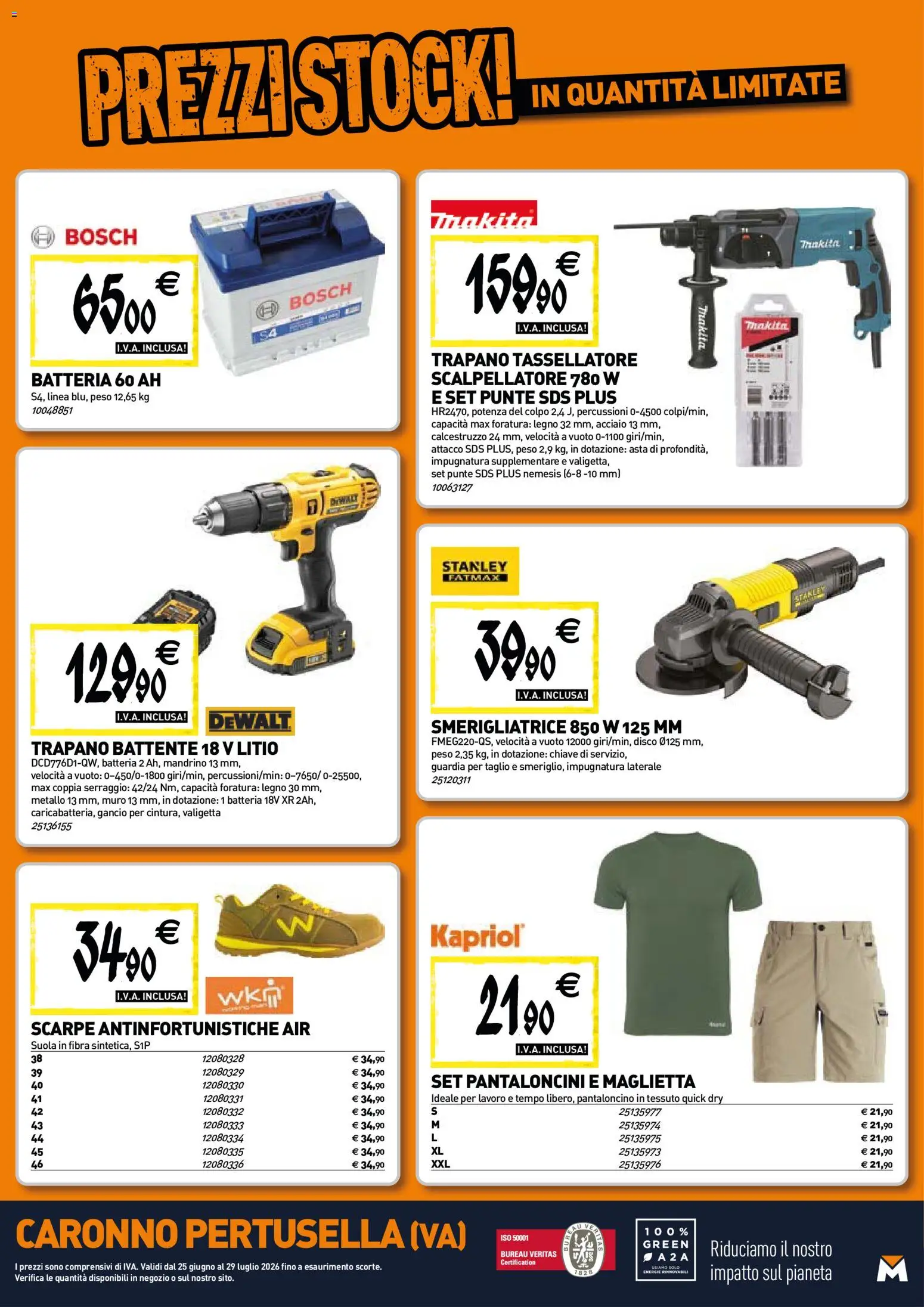 Volantino TECNOMAT del 25/06/2026 | Pagina: 18 | Prodotti: Pantaloncini, Maglietta, Disco, Smerigliatrice