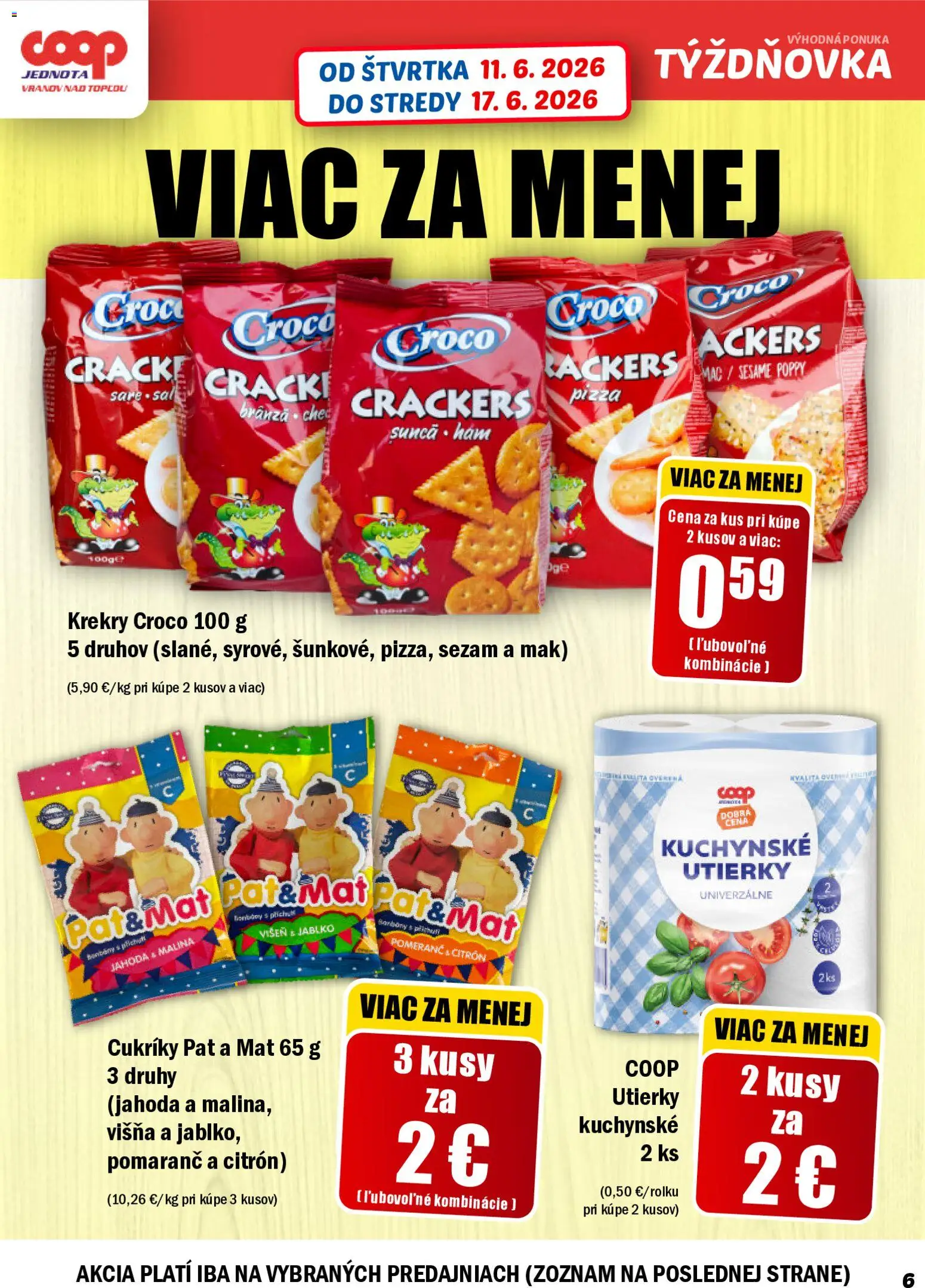Nové COOP Jednota akcie – leták je platný od 11.06.2026 | Strana: 6 | Produkty: Pizza, Cukríky, Mak