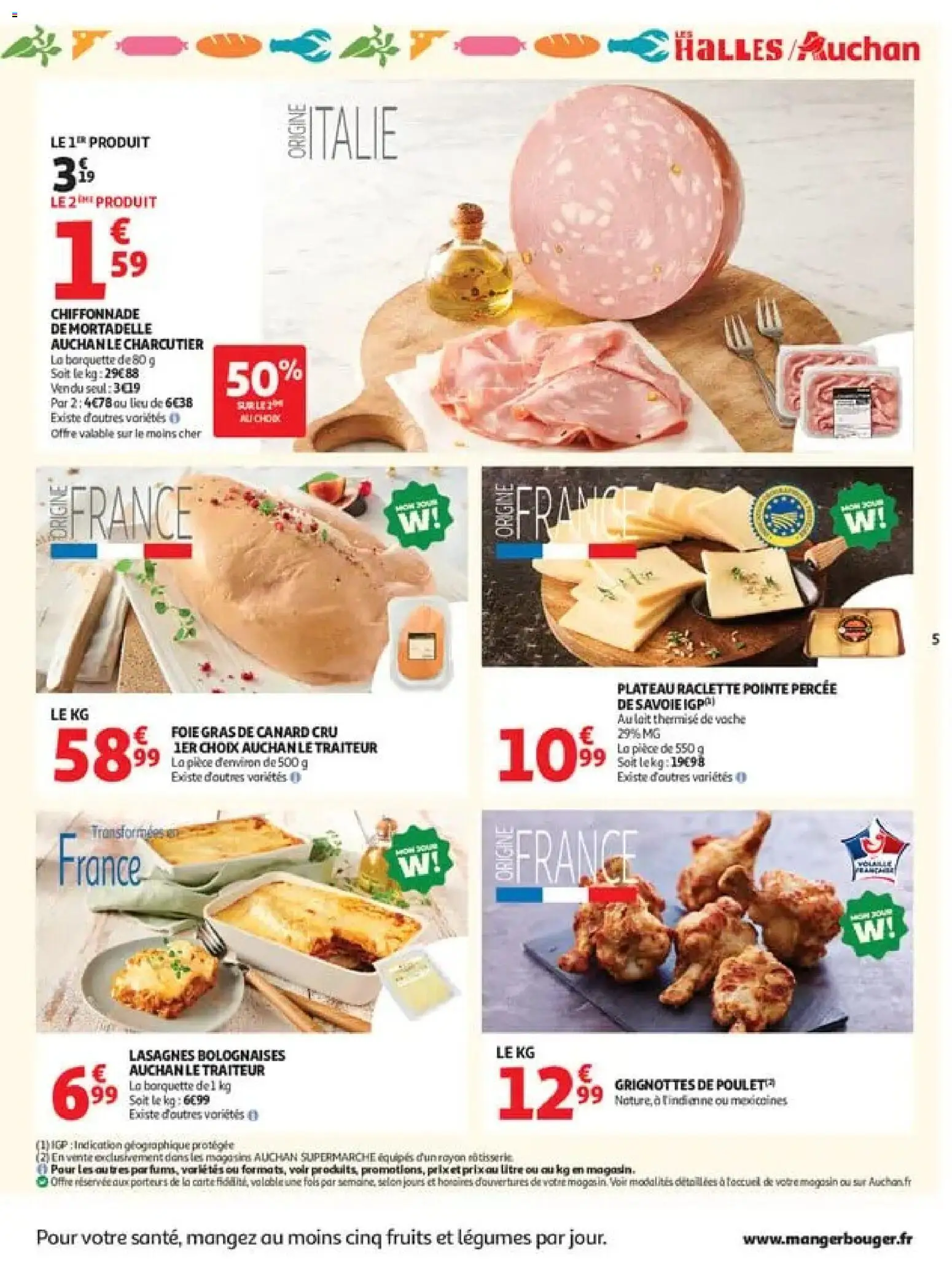 {H1} | Page: 5 | Produits: Poulet, Foie gras, Lait, Mortadelle
