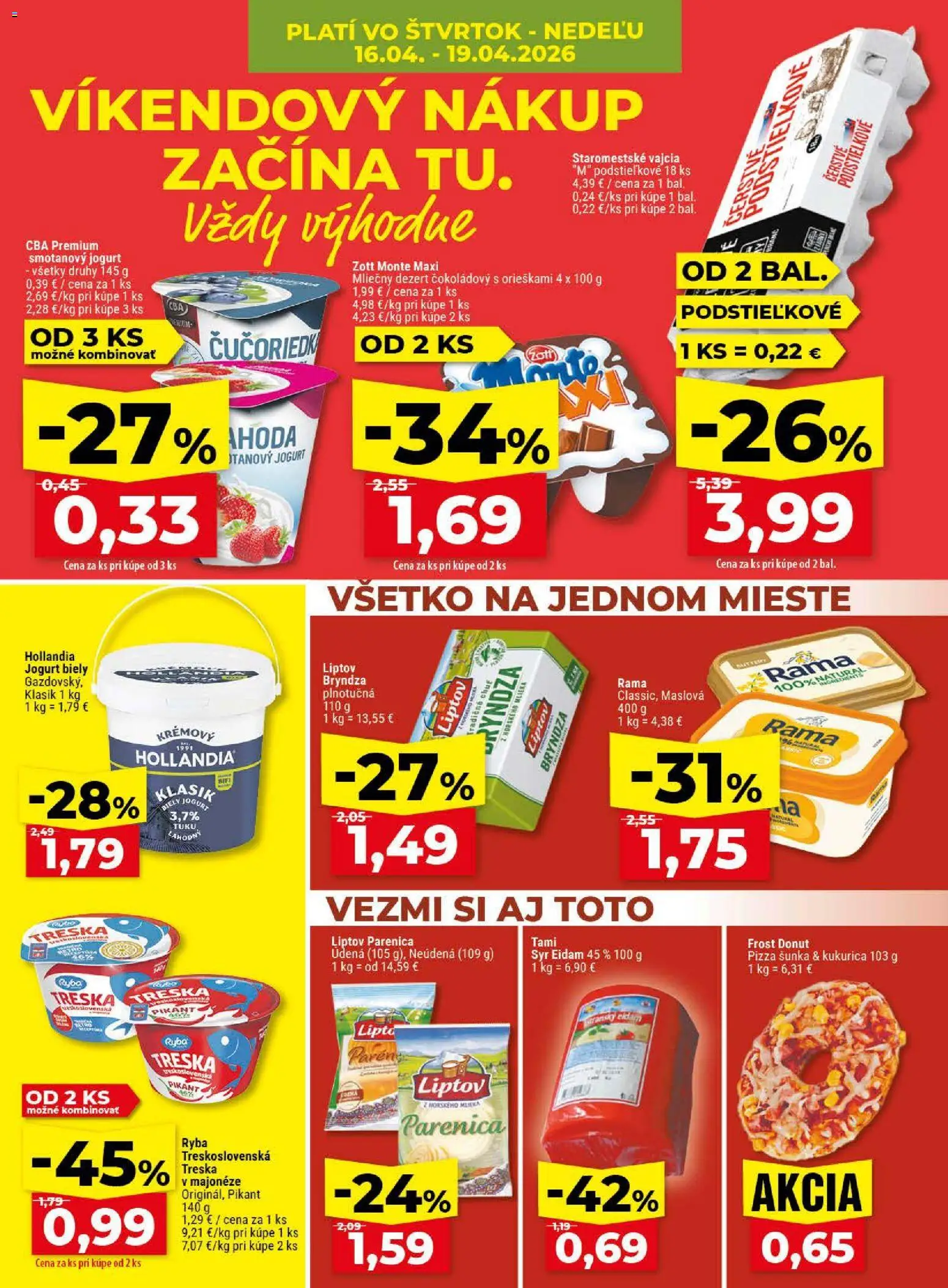 Nové Klas akcie – leták je platný od 13.04.2026 | Strana: 27 | Produkty: Syr, Pizza, Biely jogurt, Ryba