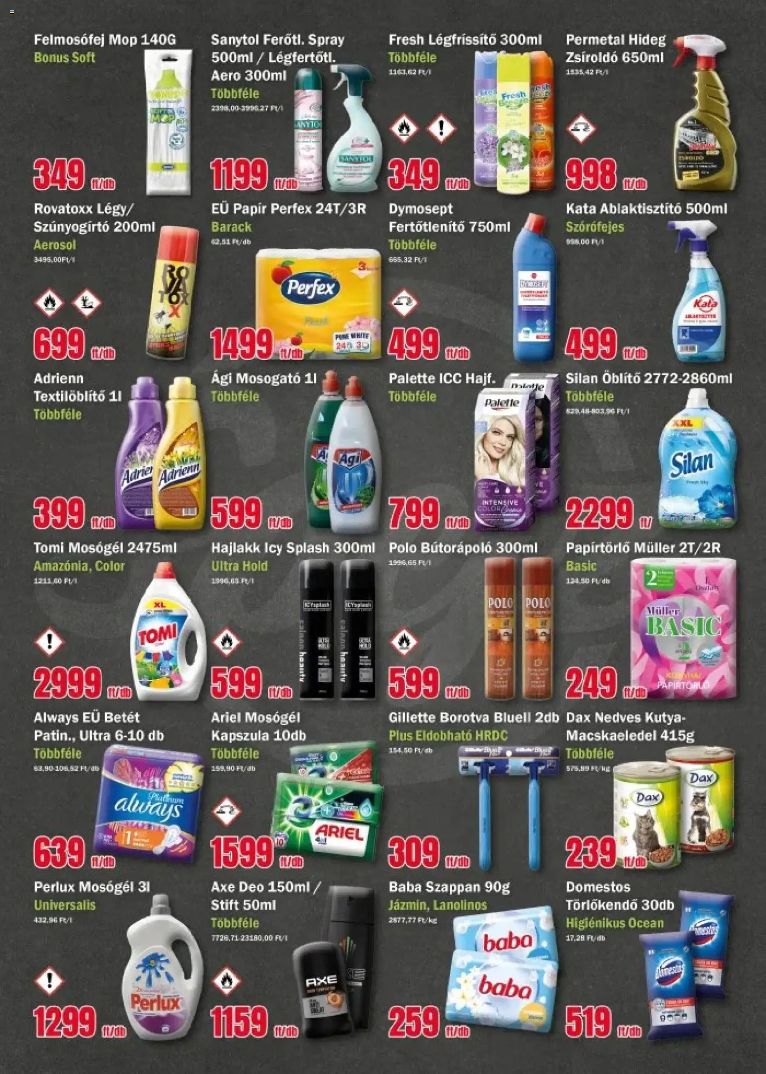 FullDiszkont akciós ujság - amely érvényes a következő dátumtól: 2026.08.03. | Oldal: 3 | Termékek: Ariel, Macskaeledel, Öblítő, Felmosófej