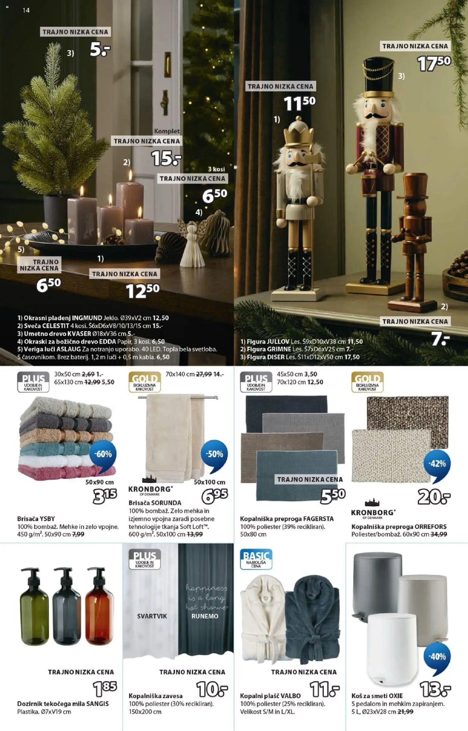 Novi JYSK katalog ponudbe – veljaven od 14.10.2026 | Stran: 14 | Izdelki: Brisača, Sveča, Kos, Kopalni plasc