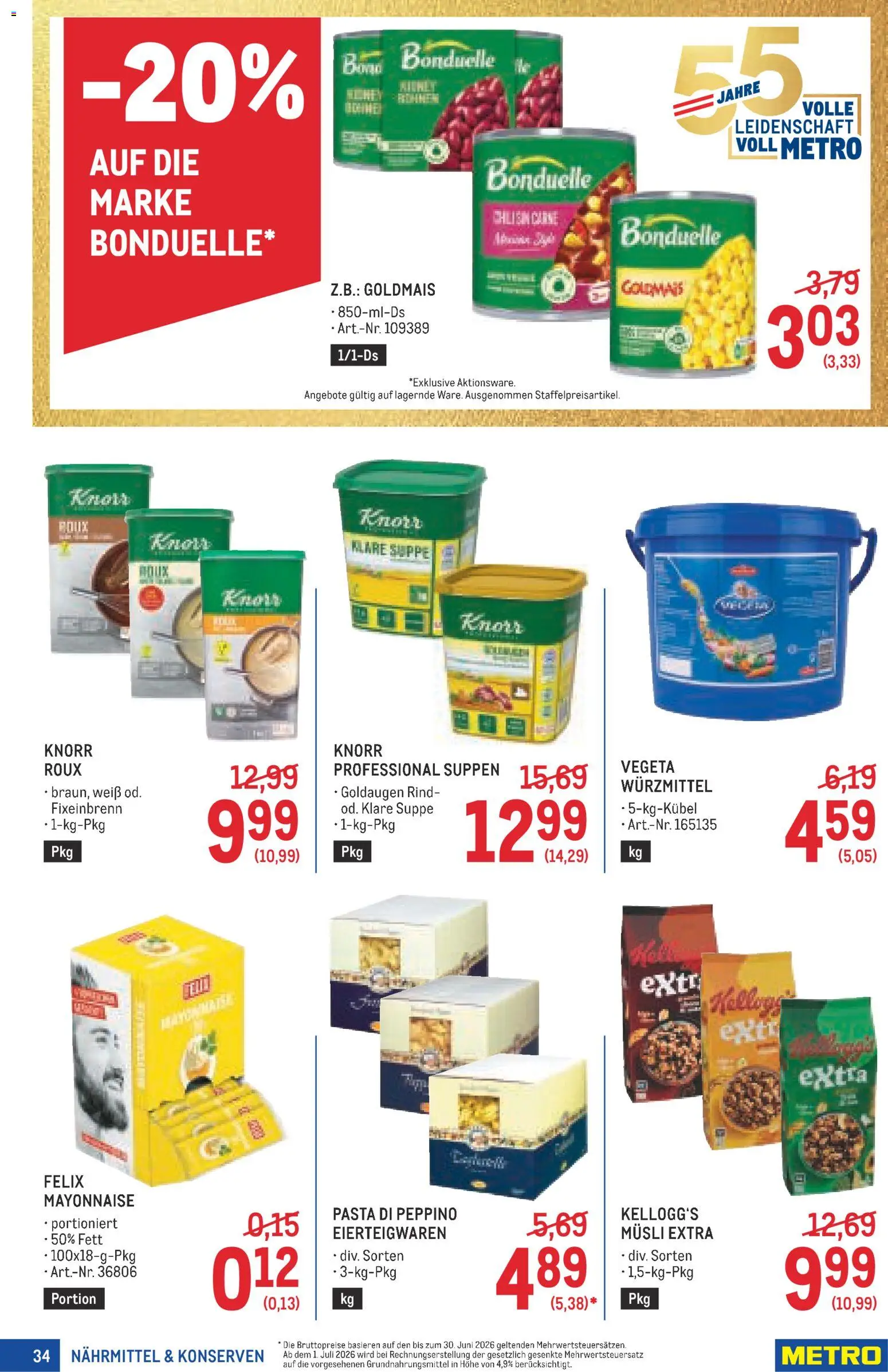 Metro angebote Profi gültig ab 25.06.2026 | Seite: 34 | Produkte: Pasta, Mayonnaise