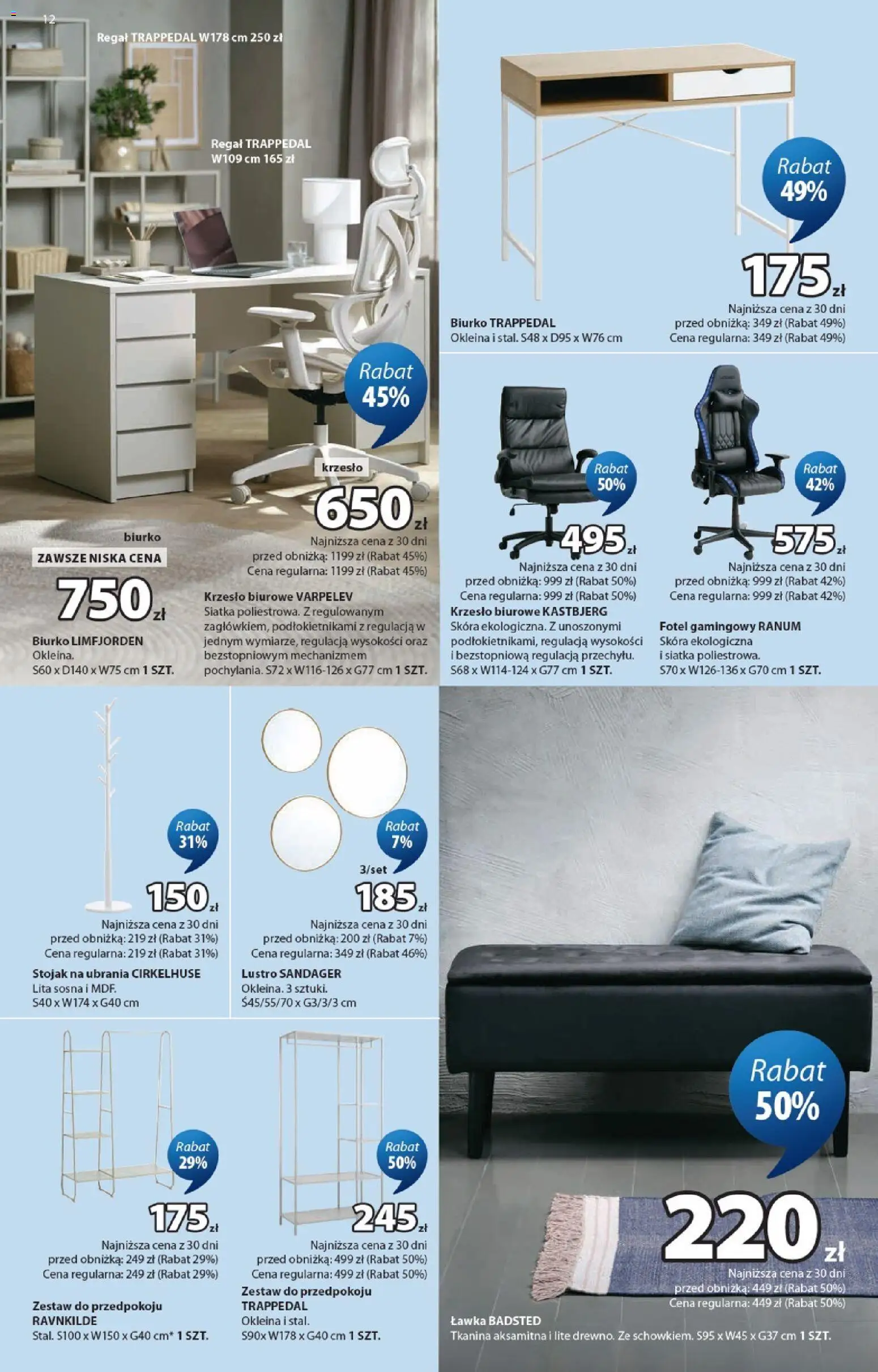 JYSK gazetka od 07.10.2026 | Strona: 12 | Produkty: Fotel, Krzesło, Lustro, Regał
