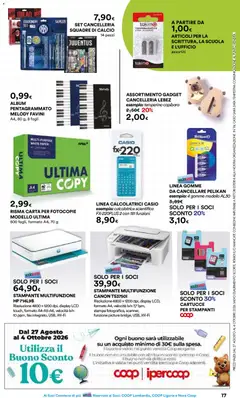 Anteprima del volantino Ipercoop volantino Scuola Lombardia valido a partire dal 27/08/2026 | Pagina: 17 | Prodotti: Data, Stampante, Temperino, Stampa