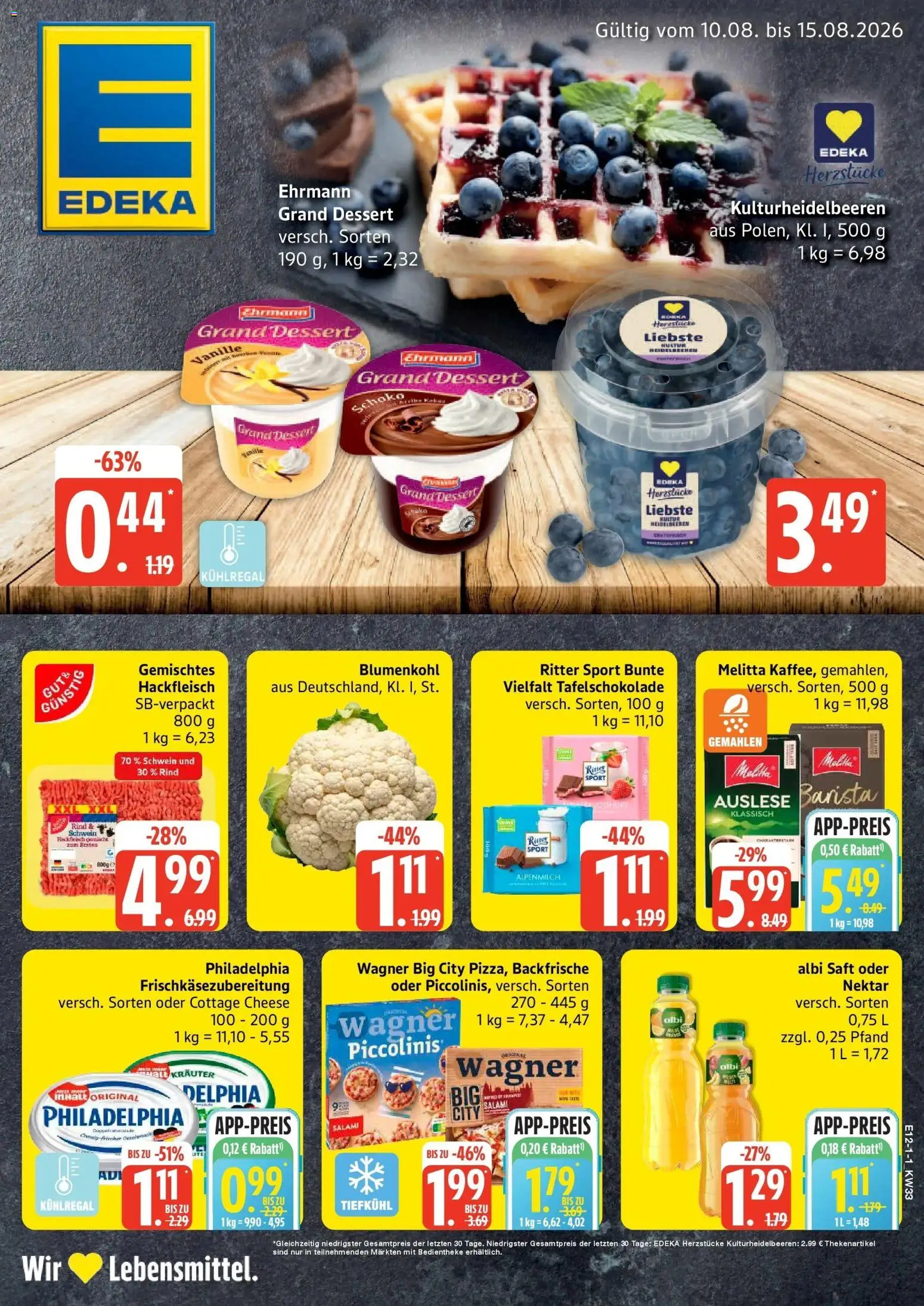 Edeka Prospekt Hamburg (ab 10.08.2026) » Angebote Online | Seite: 1 | Produkte: Melitta, Blumenkohl, Saft, Hackfleisch