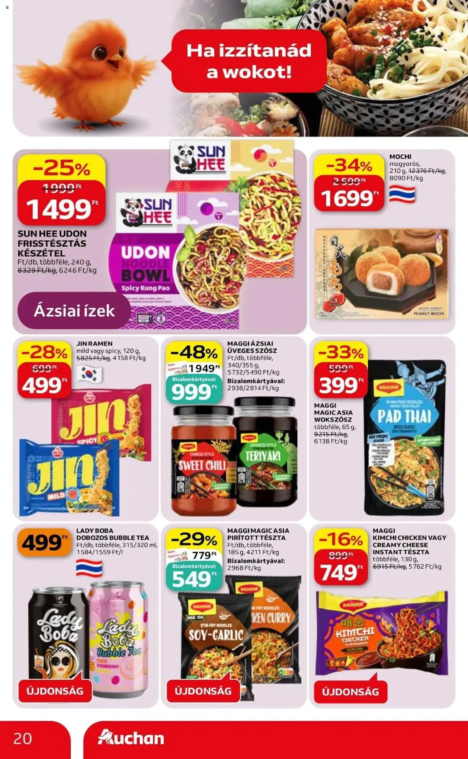 Auchan akciós ujság - amely érvényes a következő dátumtól: 07.05.2026 | Oldal: 20 | Termékek: Chili, Maggi, Tea, Tészta