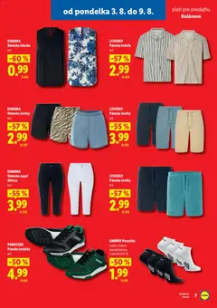 Lidl leták platný od 03.08.2026 | Strana: 7 | Produkty: Parkside, Košeľa, Ponožky, Pánske tenisky
