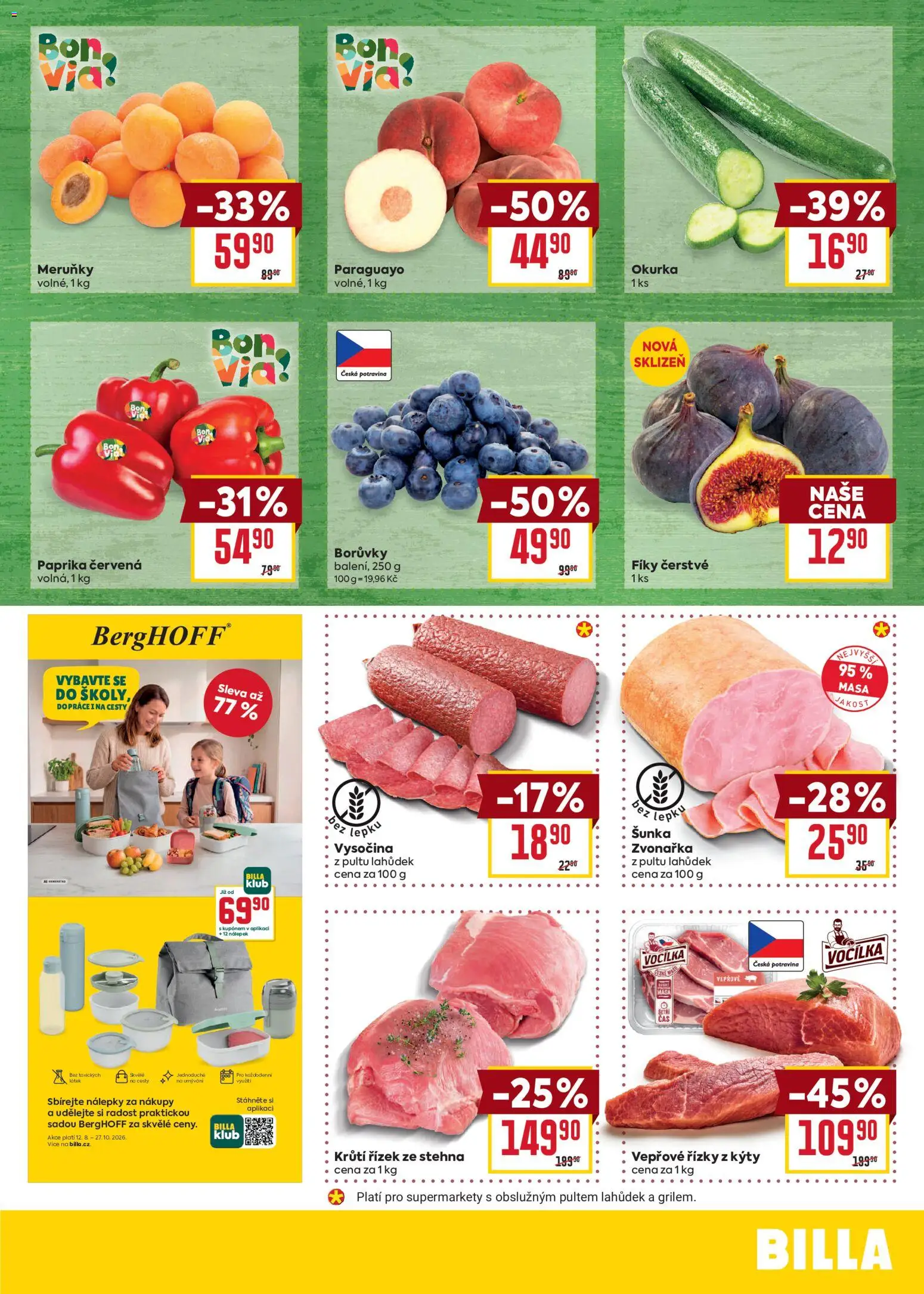 Billa Malý leták od 19.08.2026 | Strana: 3 | Produkty: Šunka, Borůvky, Vysočina, Meruňky