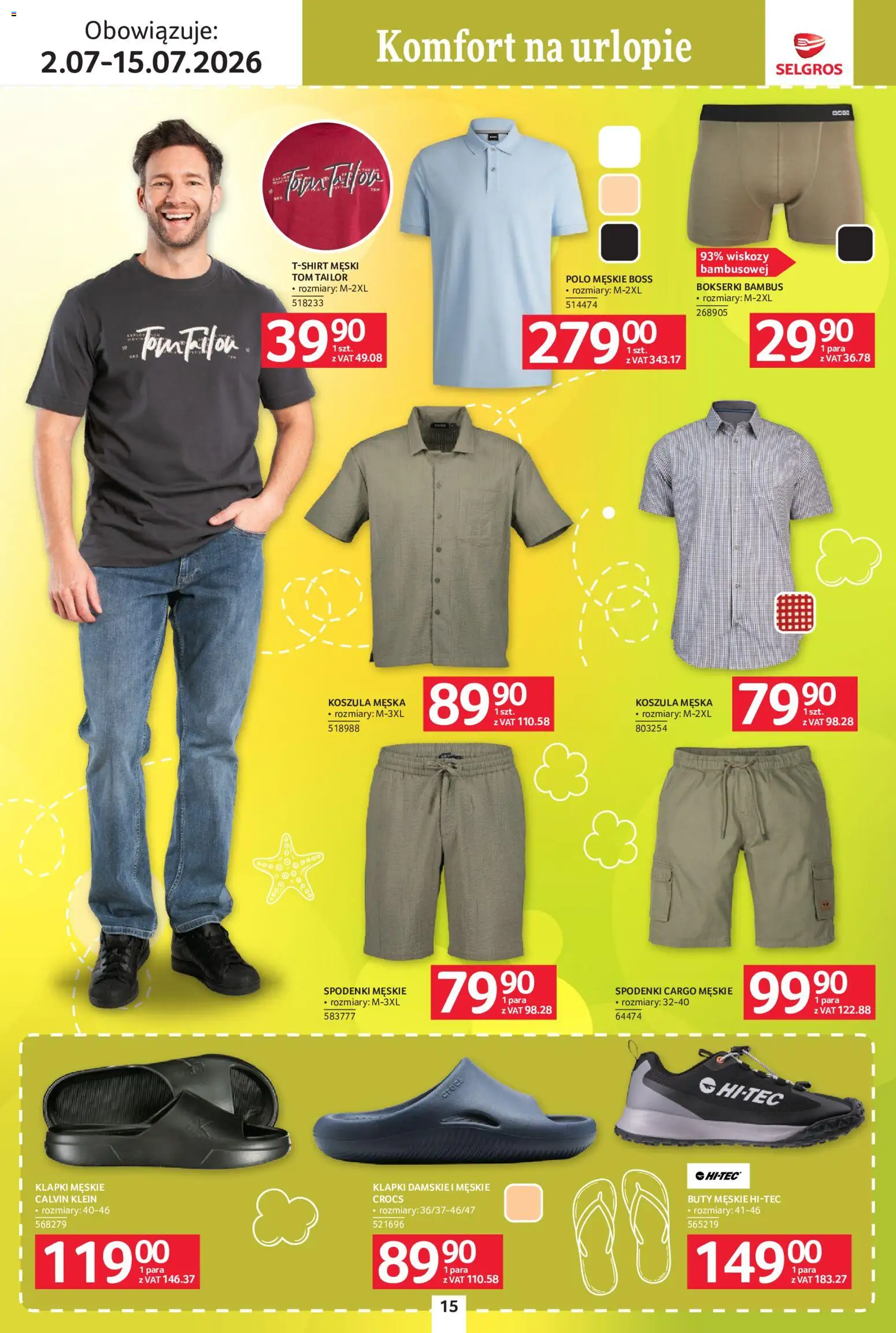 Selgros cash&carry gazetka - Urlop od 02.07.2026 | Strona: 15 | Produkty: Koszula, Bokserki, Klapki, Klapki damskie