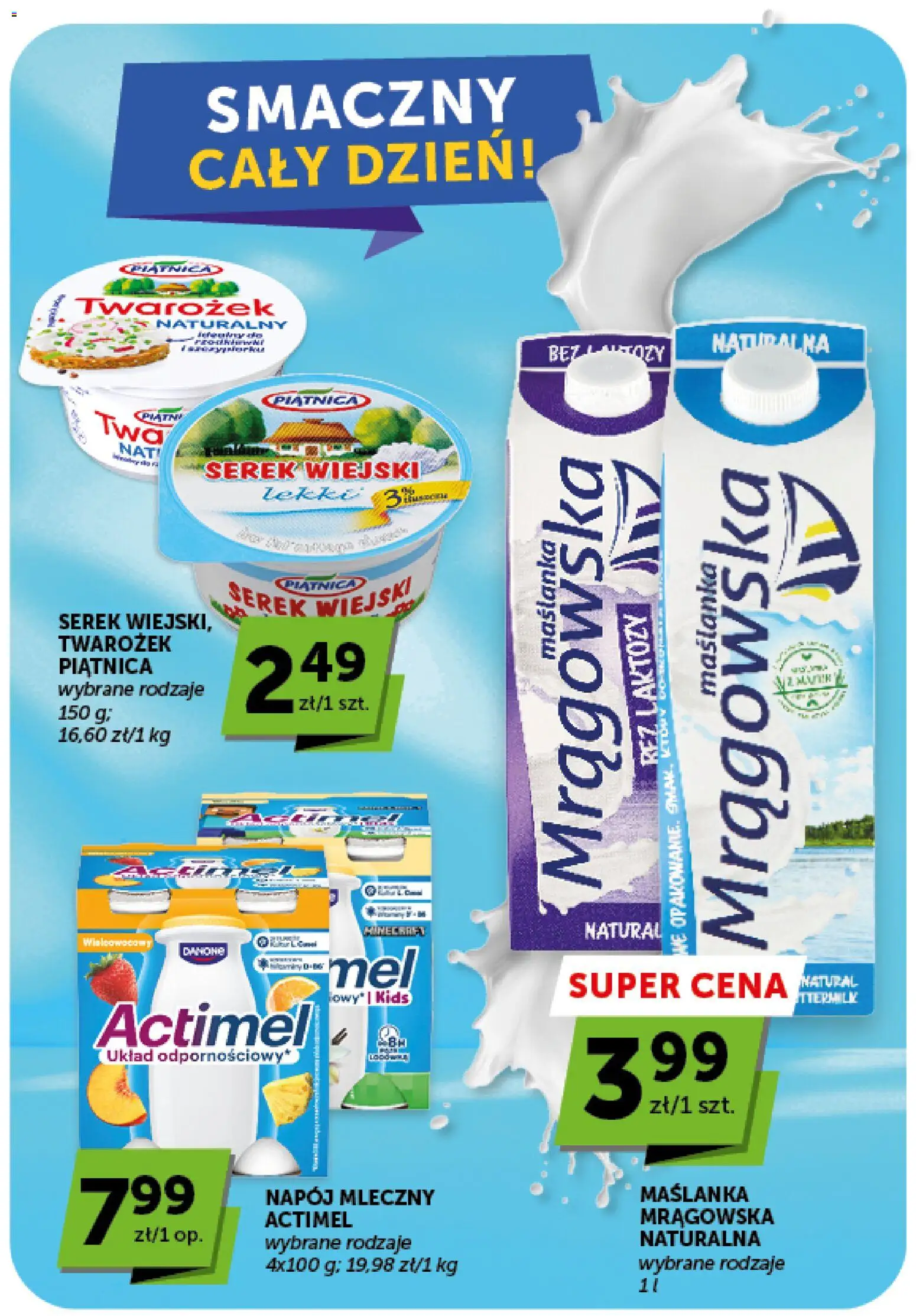 Groszek gazetka od 13.08.2026 | Strona: 27 | Produkty: Piątnica, Serek wiejski, Actimel, Twarożek