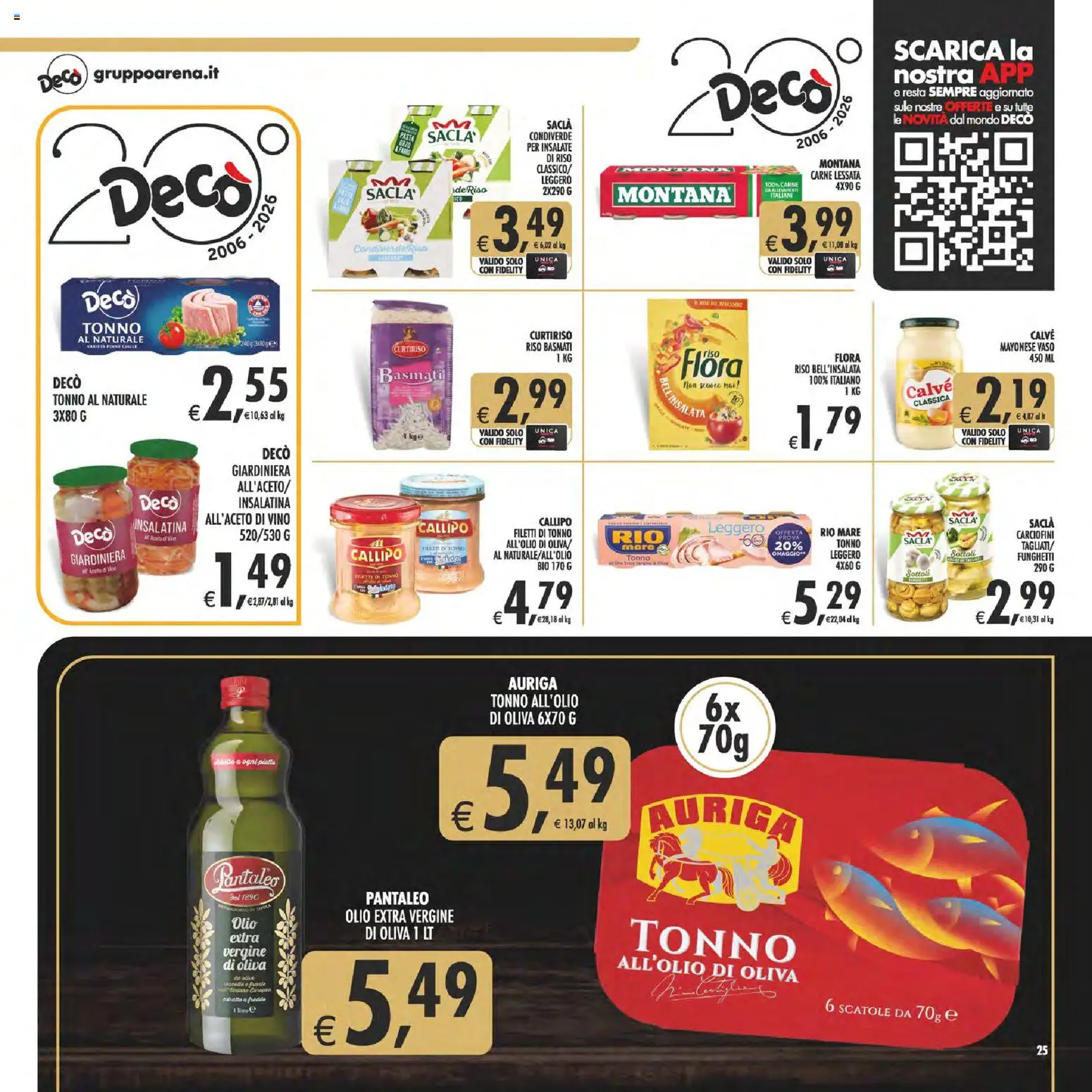 Volantino Decò del 31/07/2026 | Pagina: 25 | Prodotti: Olio, Tonno al naturale, Olio extra vergine, Vaso