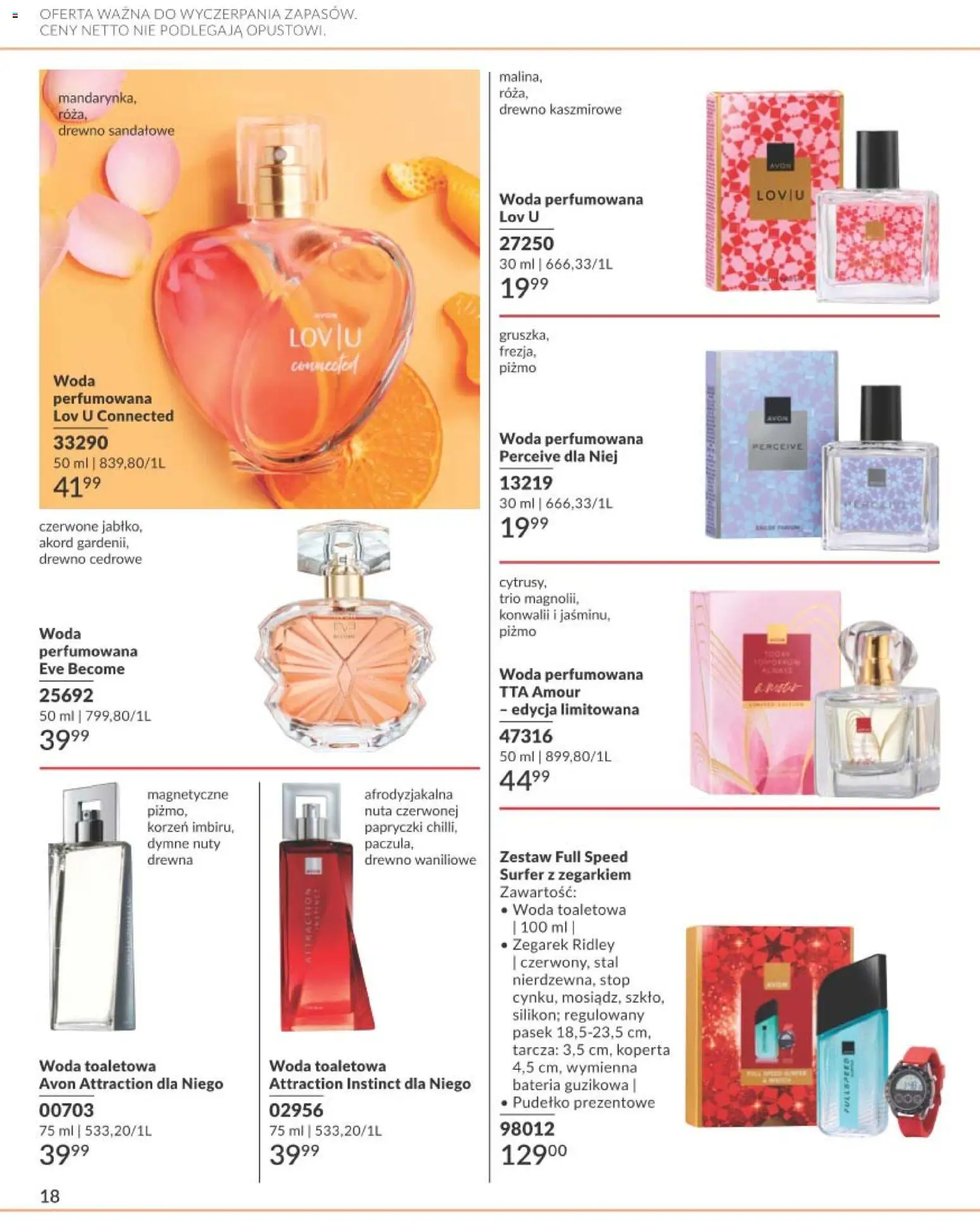 Avon Katalog Focus 10 2026 od 30.09.2026 | Strona: 18 | Produkty: Zegarek, Pasek, Pudełko, Woda toaletowa