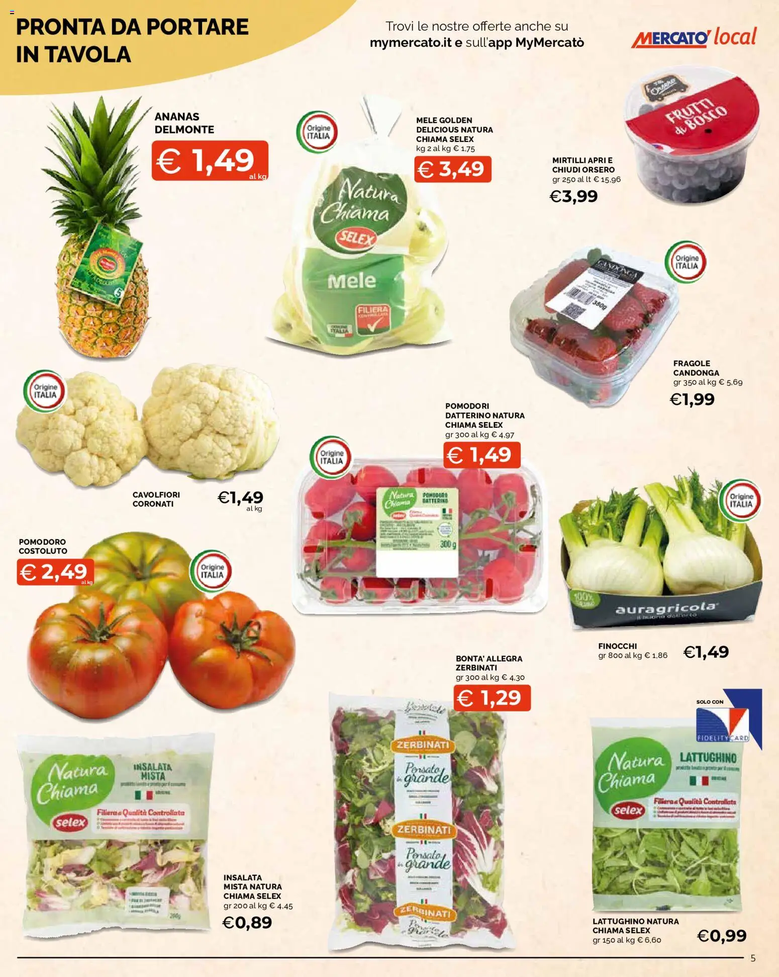 Volantino Mercatò del 14.05.2026 | Pagina: 5 | Prodotti: Mele, Fragole, Insalata, Ananas