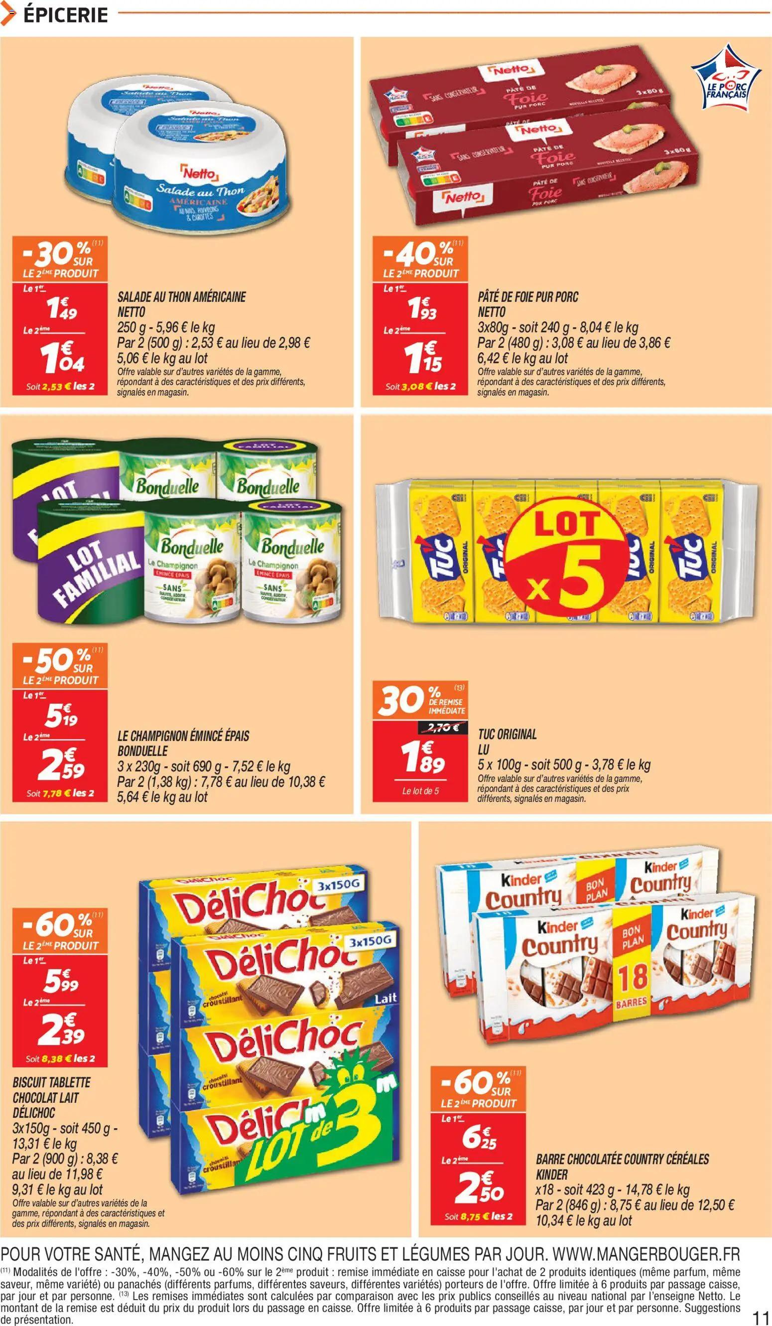 {H1} | Page: 11 | Produits: Salade, Carottes, Thon, Céréales