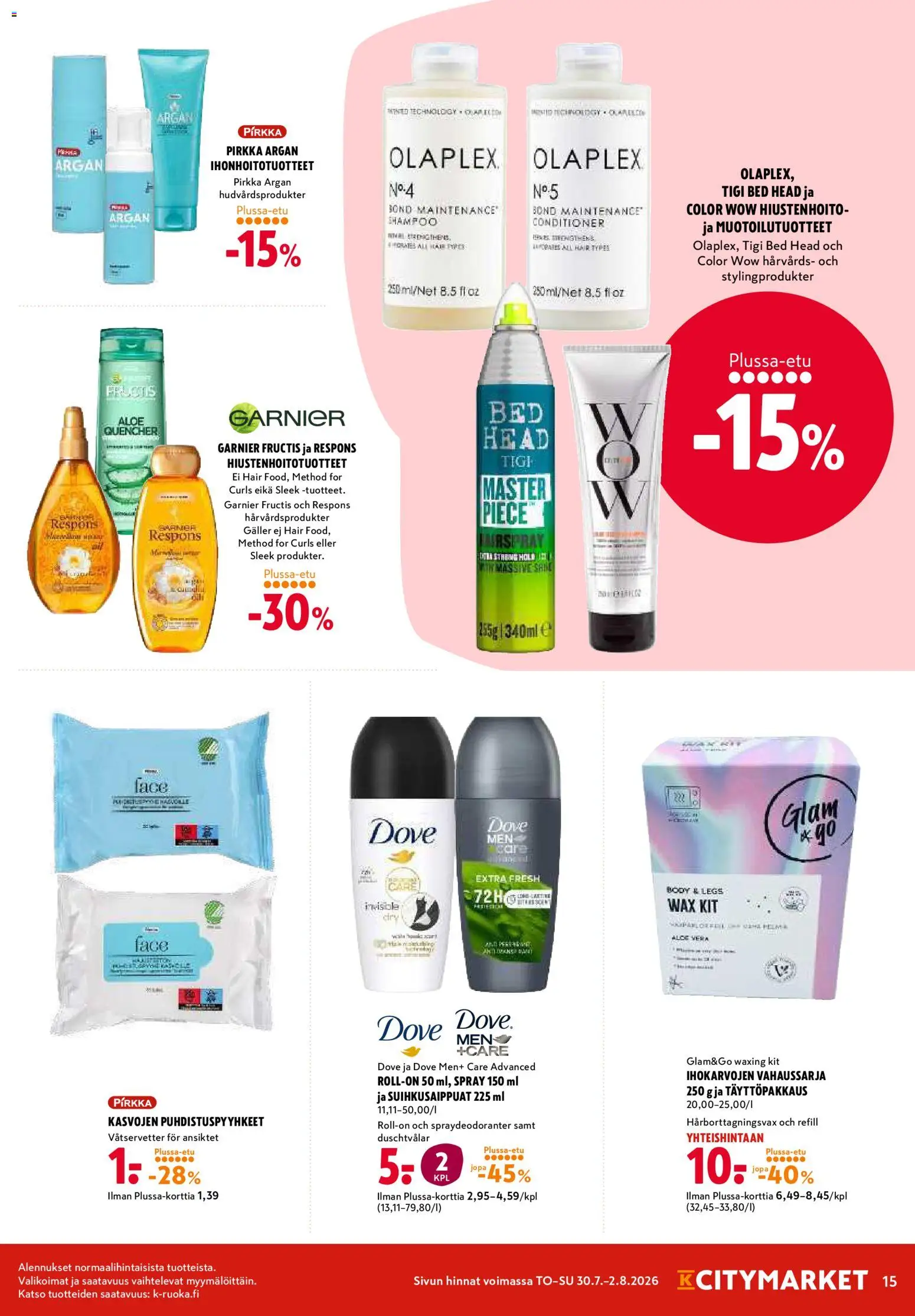 K-Citymarket tarjoukset – voimassa 30/07/2026 alkaen | Sivu: 15 | Tuotteet: Puhdistuspyyhkeet