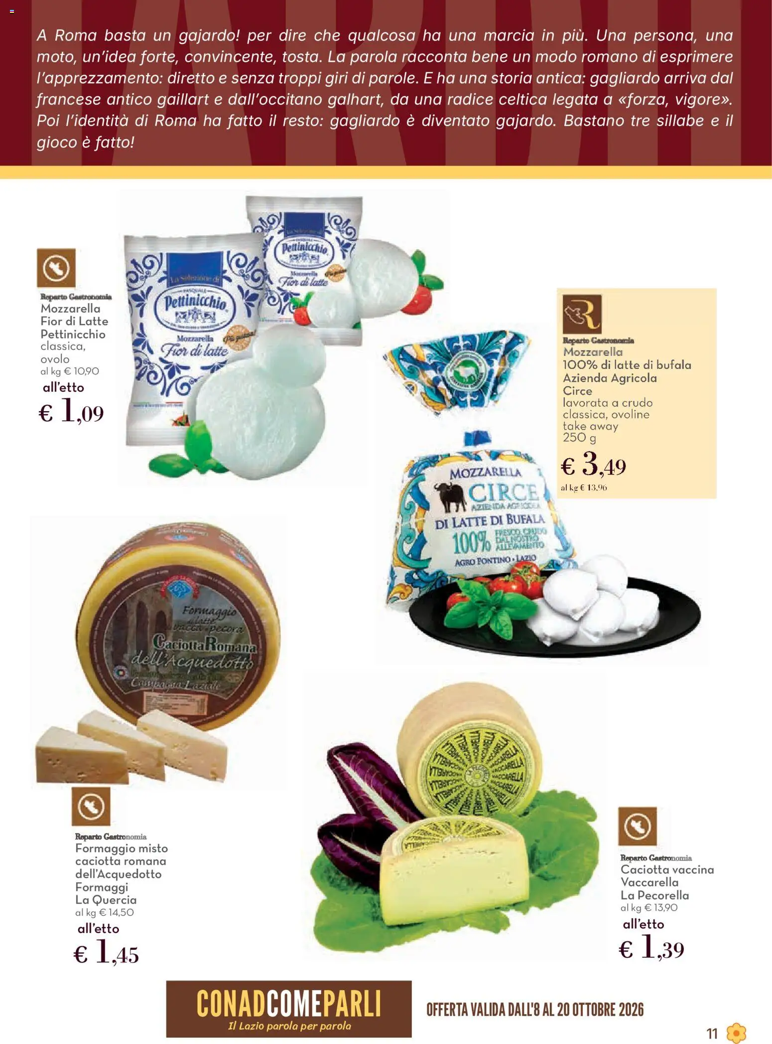 Volantino Conad del 08/10/2026 | Pagina: 11 | Prodotti: Mozzarella, Latte, Formaggio, Gioco