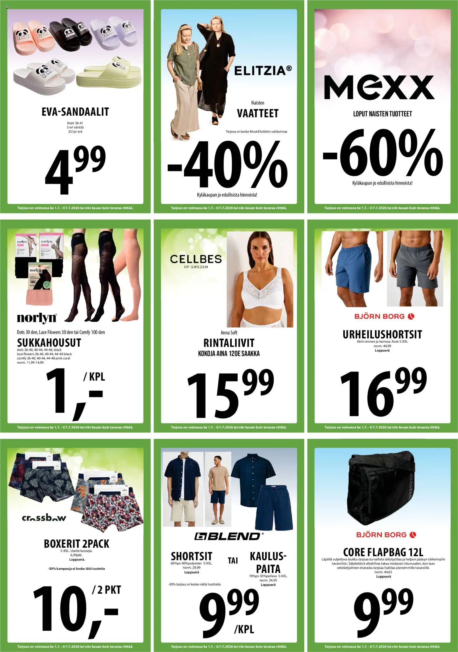 Tuuri tarjoukset – voimassa 01/07/2026 alkaen | Sivu: 25 | Tuotteet: Laukku, Vaatteet, Shortsit, Rintaliivit