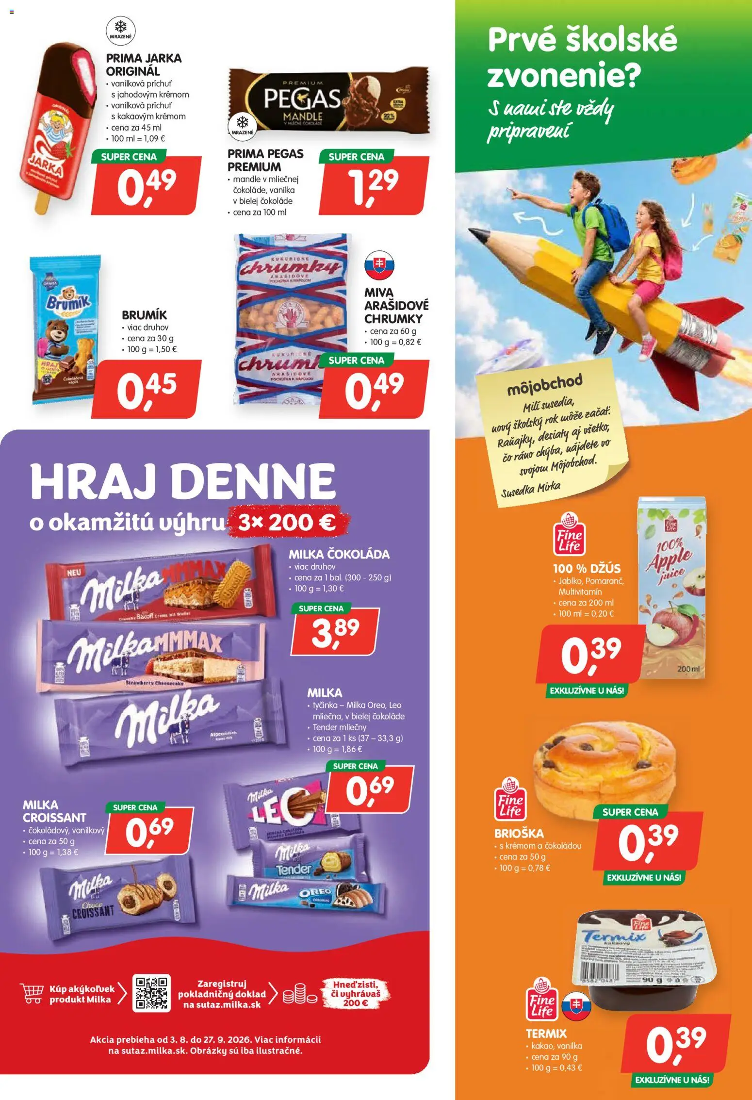 Nové Môj obchod akcie – leták je platný od 28.08.2026 | Strana: 3 | Produkty: Multivitamín, Croissant, Čokoláda, Brioška