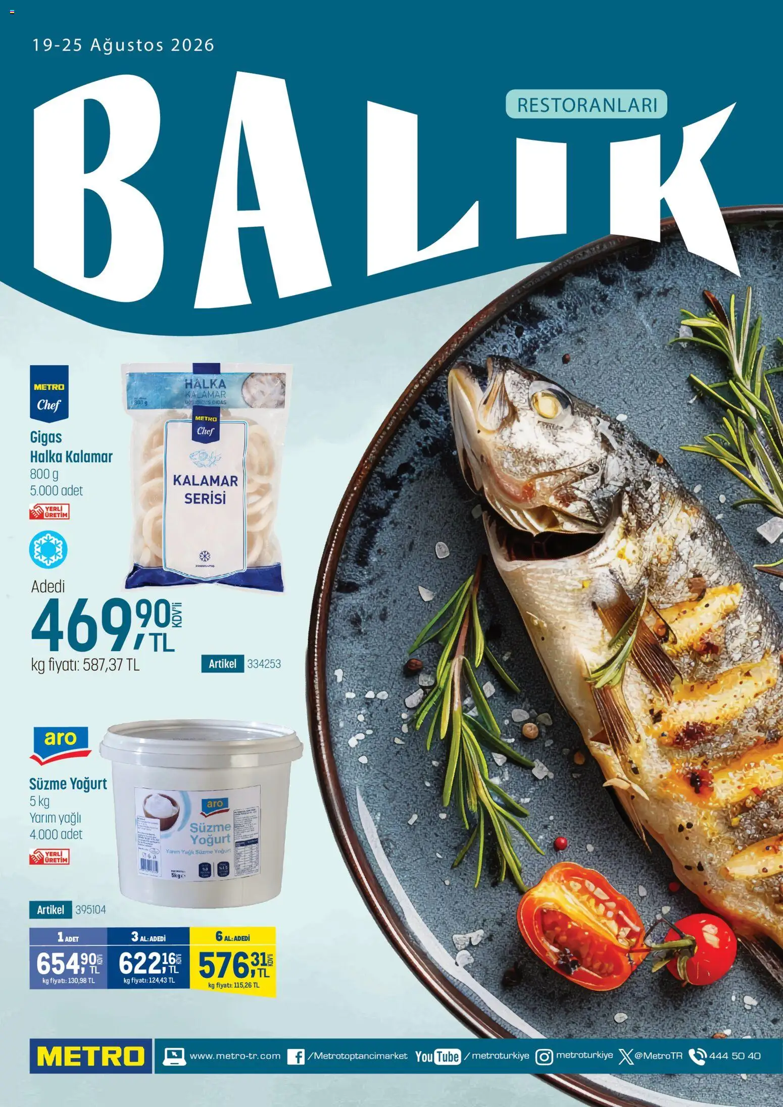Metro - Balık Restoranları - 19 Ağustos 2026 tarihinden itibaren geçerlidir | Sayfa: 1 | Ürünler: Yoğurt